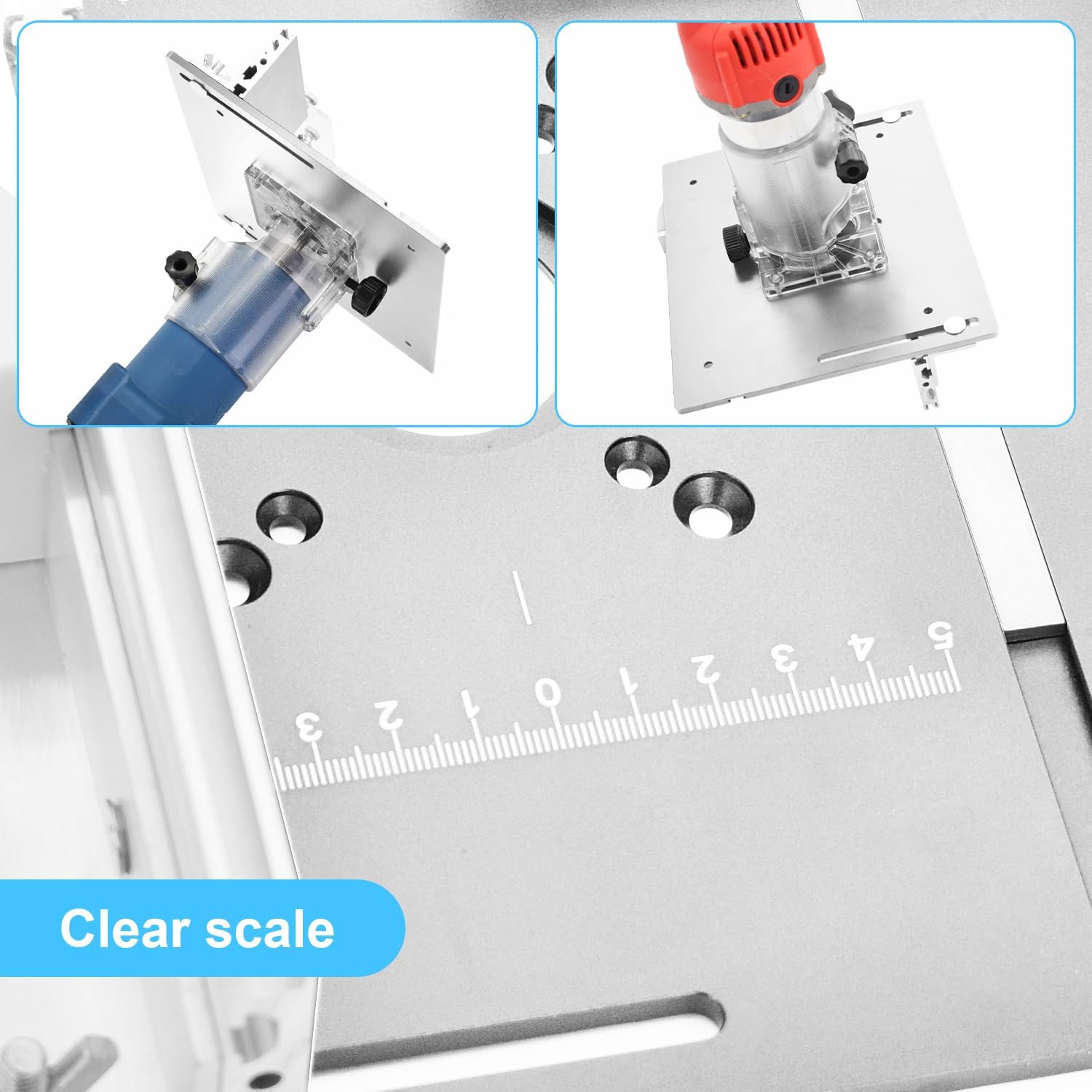 Table Défonceuse Plaque Aluminium Set, Table Fraisage Insert Avec Support de Torsion Coudé, Défonceuse Plaque, Defonceuse A Bois Accessoire pour Fraisage Rainurage Finition