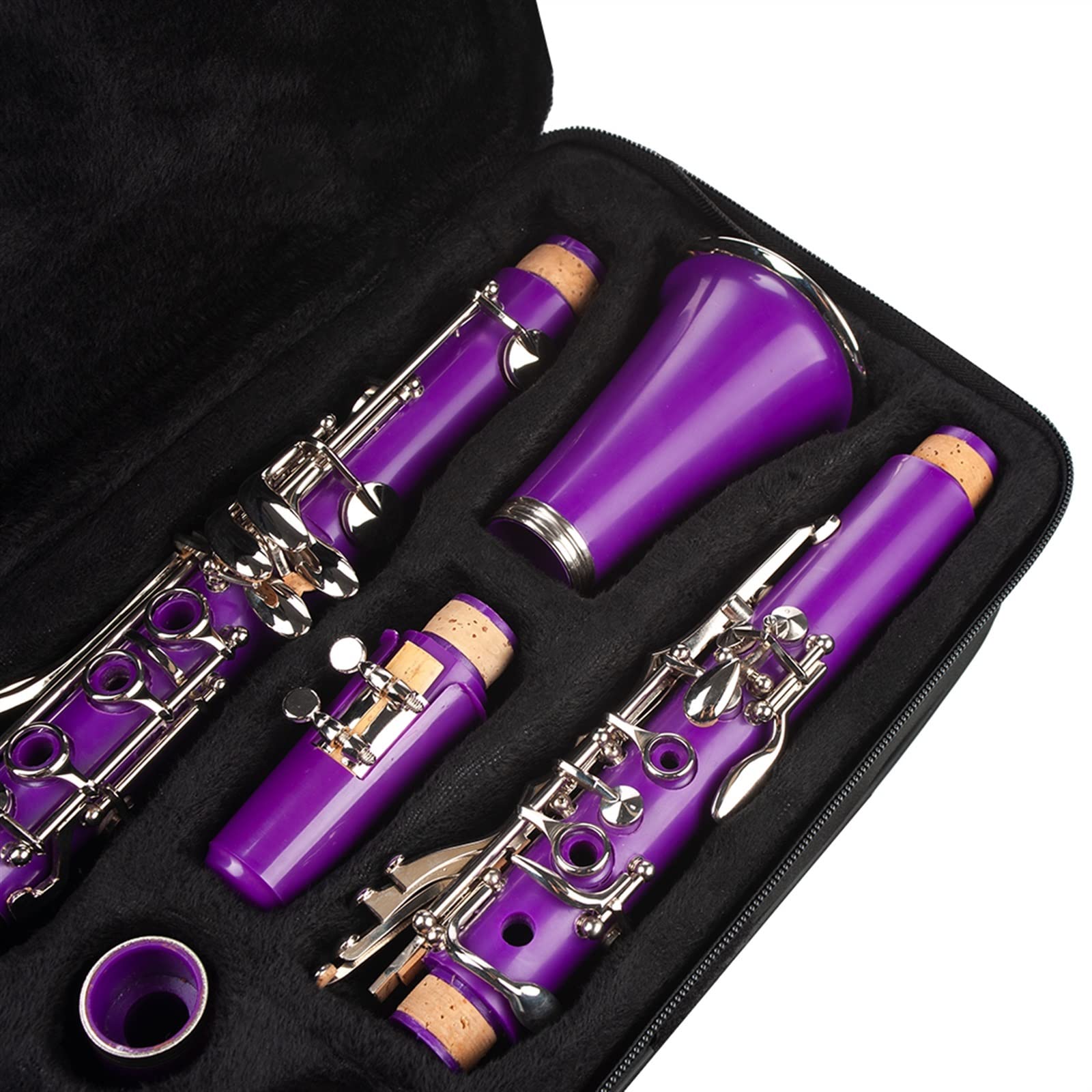 Clarinette en si bémol professionnel ABS 17 touches en cupronickel plaqué nickel violet kit clarinette