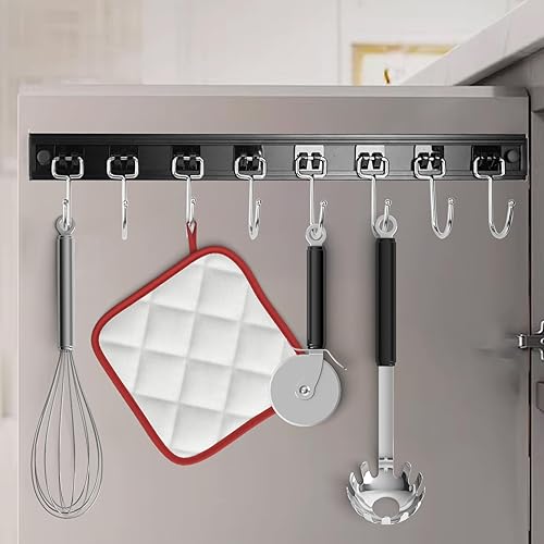 Miniatura 5 de 2 estantes para utensilios de cocina con 8 ganchos de 17 pulgadas, soporte para utensilios de cocina, multifuncionales (17 pulgadas)