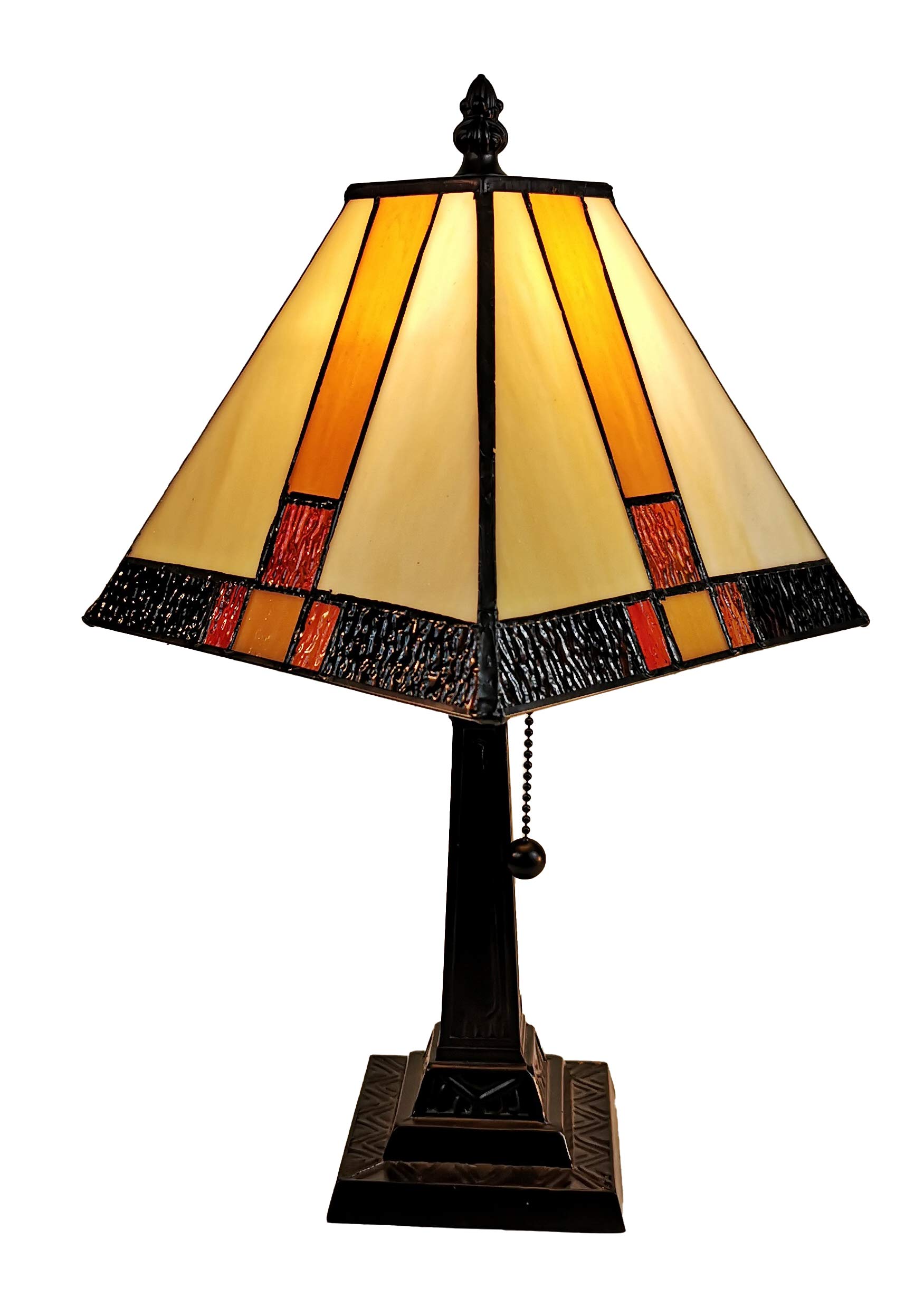 Buy Amora Vintage Tiffany Table Lamp Yellow & Tan Glass Nightstand