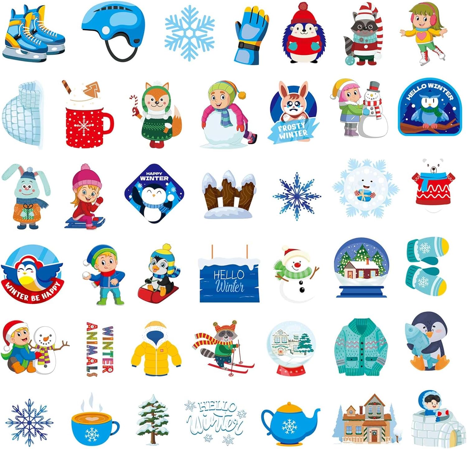 240 PCS Winter Stickers, Snowflake Stickers for Kids, Vinyl Waterproof Sticker for Water Bottle, Laptop, Phone, Hello Winter Sticker with Christmas Tree Snowman Snowflake Penguin - Image 4