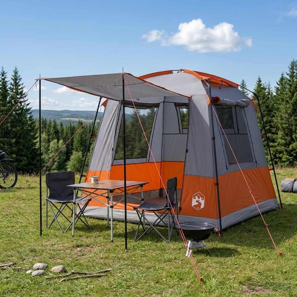 Tenda Party 4 Persona Grigio e Arancione 210x210x190 cm