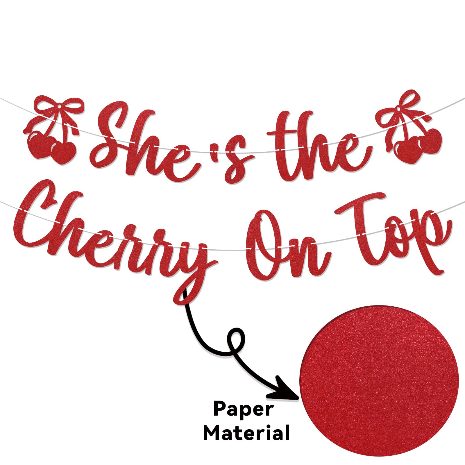 "She's The Cherry On Top" Banner - Rose Gold Glitter Bachelorette Party Decor