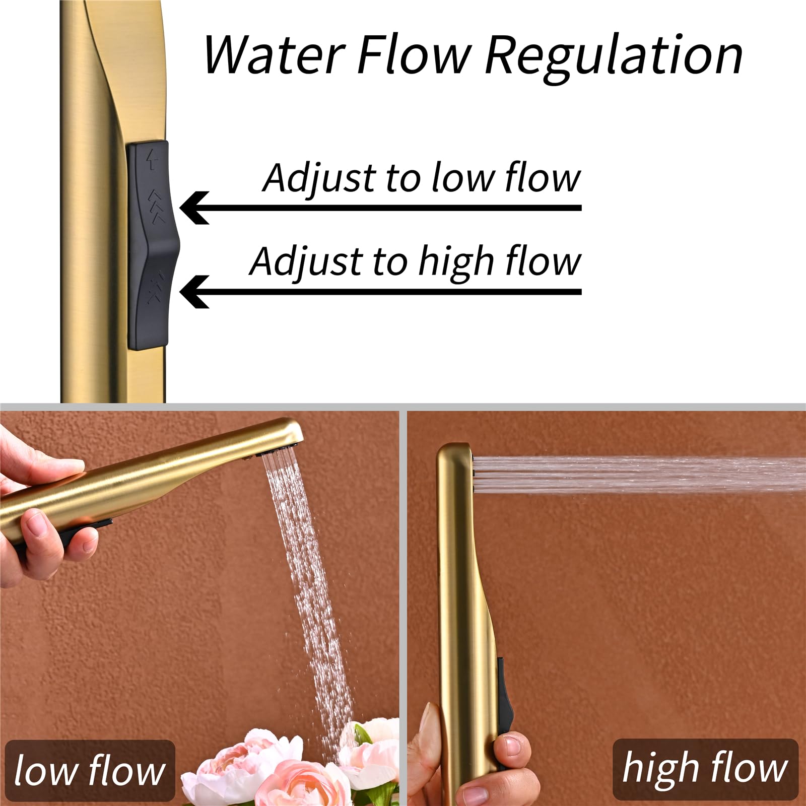 Kit Doccetta per Bidet Wc, 2 Modalità Kit Spruzzatore per Bidet, Tubo Doccia in Acciaio Inossidabile 1.2 M, Rubinetti per Bidet Con Supporto, per Igiene Personale Doccia Bagno WC (Oro spazzolato)