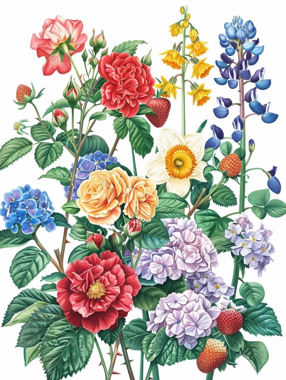 RKFLGEW 14CT Cross-Stitch Counted Kits Fantasy Flowers Counted Fabric Cross Stitching DIY Art Needlecrafts Embroidery Kits with Scissors Accessories 40x50cm