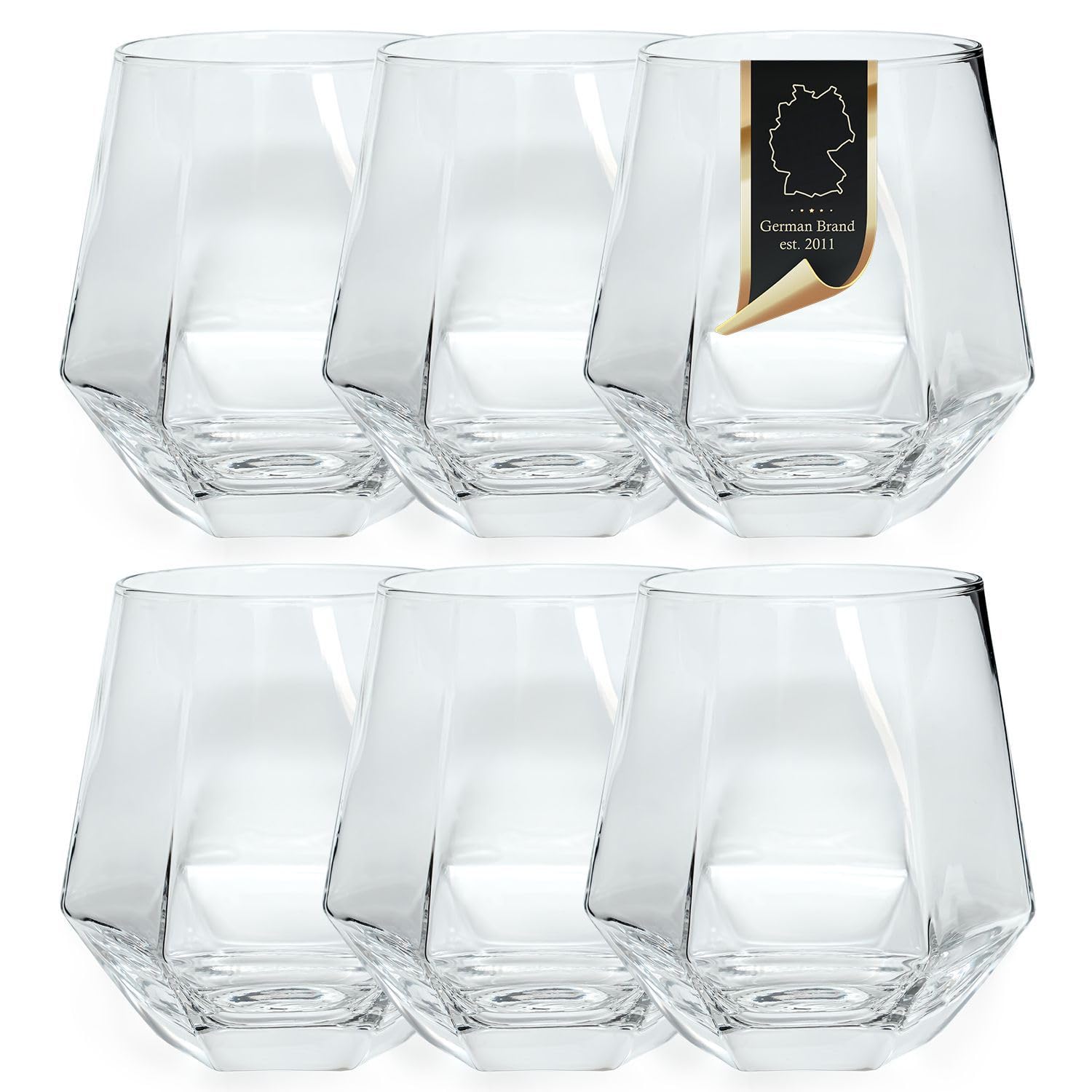 Vasos de agua hexagonales de cristal transparente con 240 ml de capacidad para el día a día