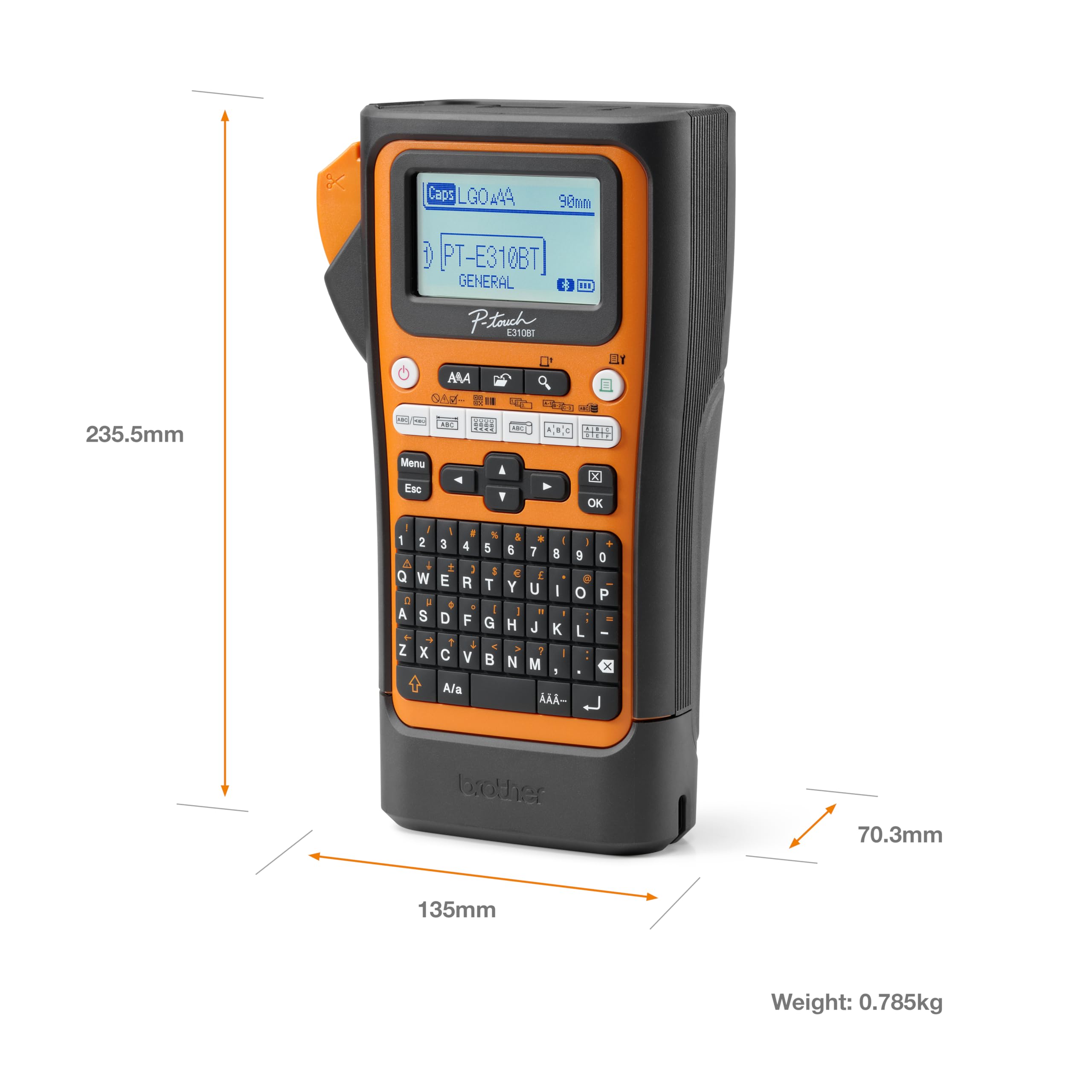 Brother PTE310BTVP. Rotuladora electrónica Profesional con conexión PC y WiFi para electricistas e instaladores. Corte de Cinta automático.Teclado QWERTY y Adaptador CA