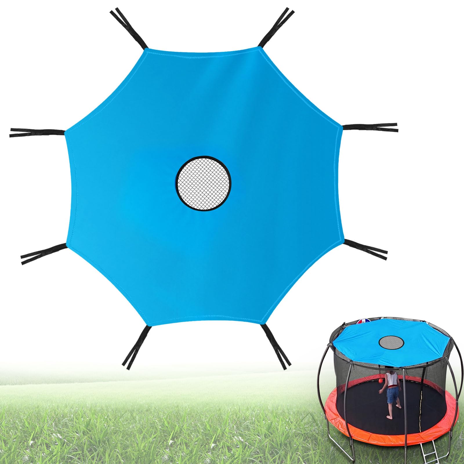 Copertura per tenda trampolino, protezione solare con 8 aste, copertura parasole Ø 305 cm, impermeabile Oxford, anti-UV per parchi giochi