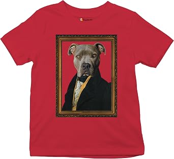 Dapper Pittie Youth T-Shirt Funny Pit Bull Pet Owner Animal Lover Cute Dog Puppy Humor Adopt Pitbull Breed Kids