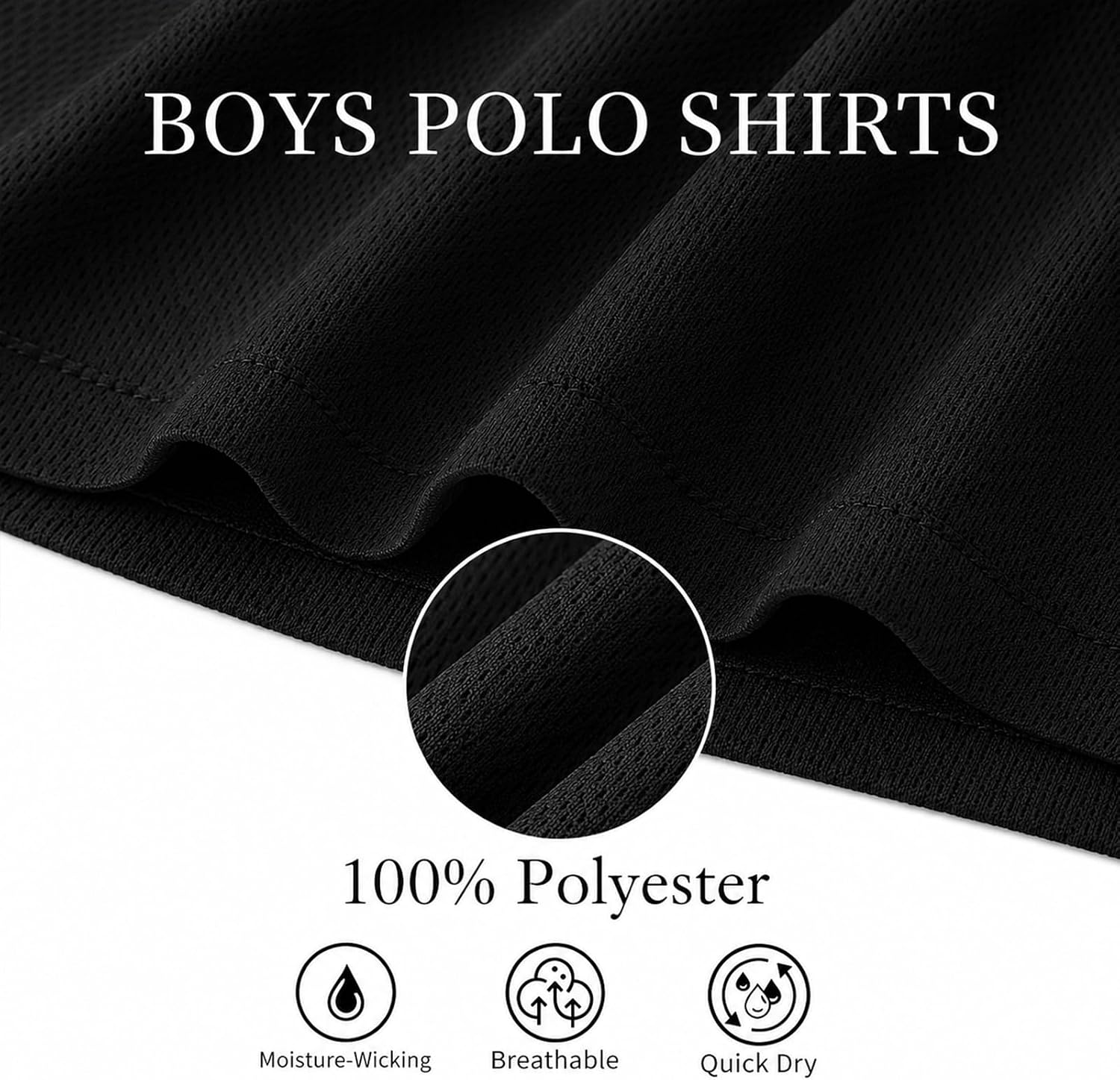 3-Pack Quick Dry Boys Polo Shirts Mesh Active Boys Uniform Shirts Age 5-16Y | Athletic Youth Polo Shirts for Boys,Kids School Collared Uniform Shirts,Button Closure Golf Polo Tops