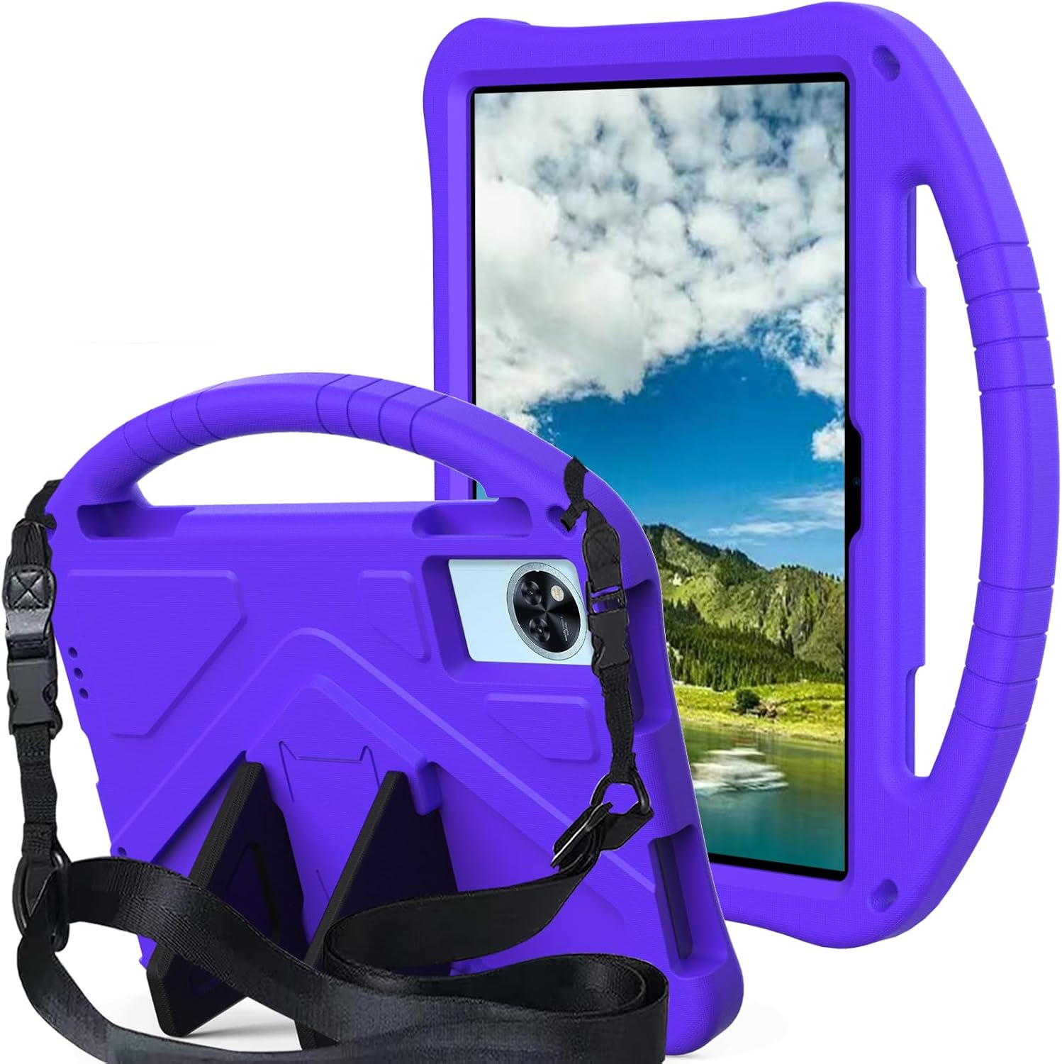 Kids Case Compatible with Umidigi G9 TAB 11"(2024), Lightweight EVA Shockproof Cover w/Stand Shoulder Strap Protective Cover(Purple)