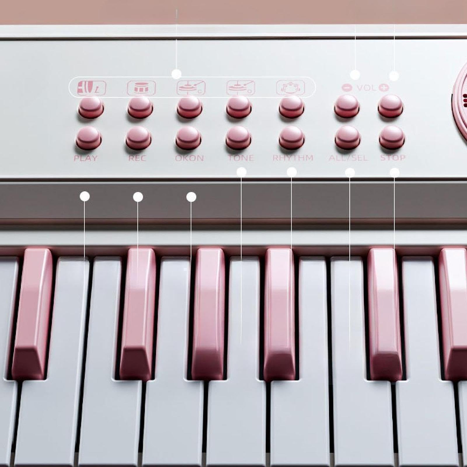 Piano Teclado Electrónico para Niños Juguete Musical Educativo con Micrófono Portátil de Material Pp Adecuado para Desarrollo Emocional Y Actividades, Rosa