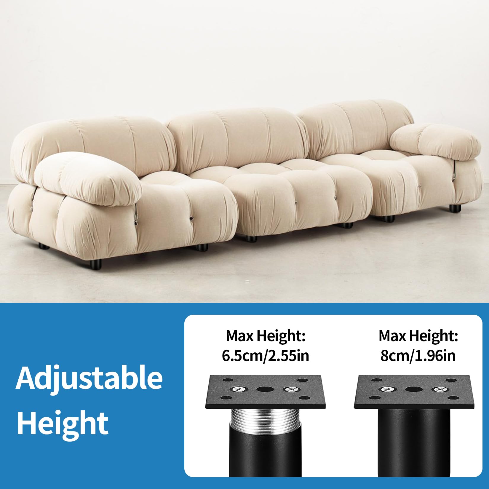 4 STK Füße für Möbelfüße Verstellbar, 5cm Sofafuße, Schrankfüße, Schrankfüsse Höhenverstellbare Stellfüße Beine für Schrank Bett Stühle Tisch Schreibtisch Couch füße Möbelbeine, Schwarz