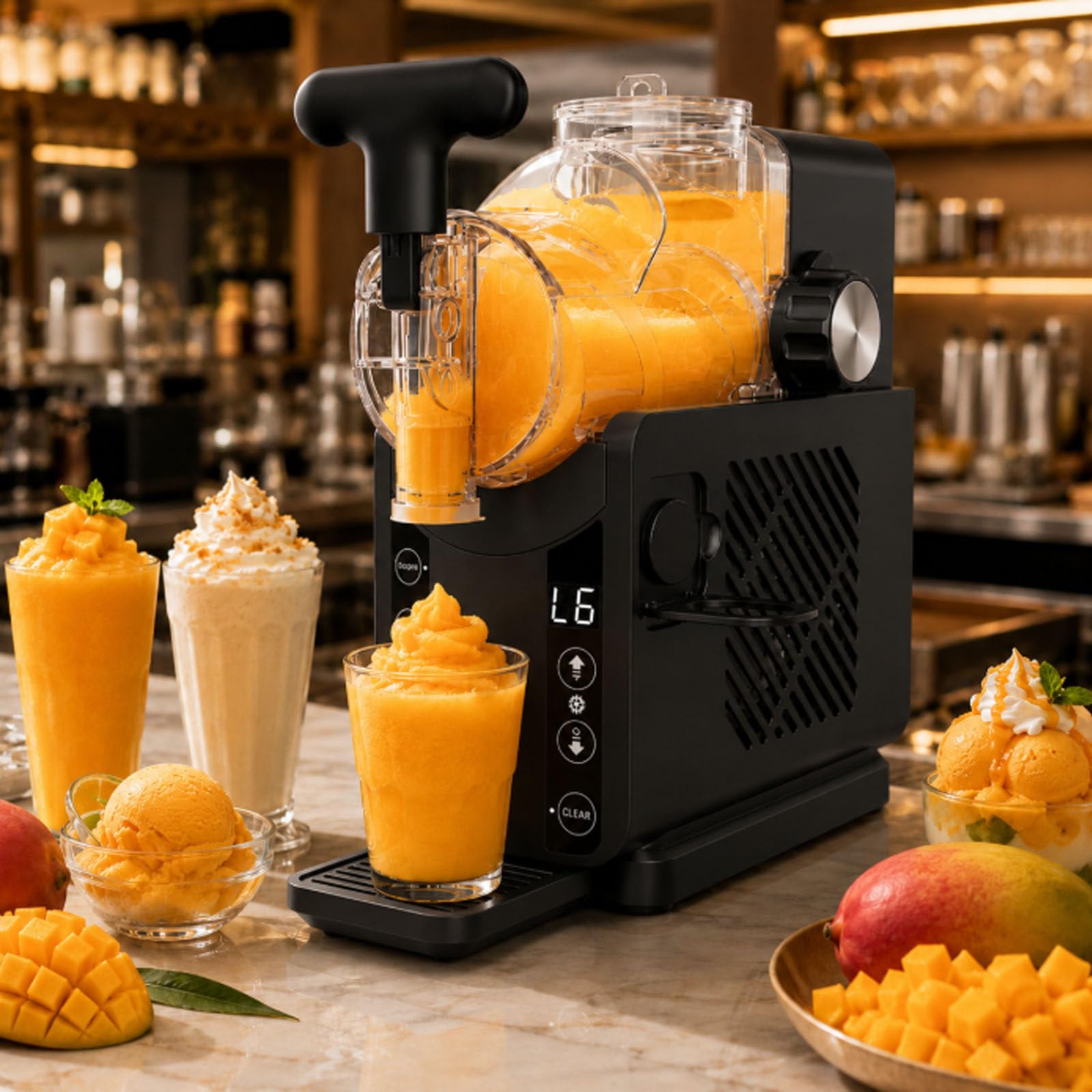 ErShangMao 180w Slushie Maker Machine,No-Ice 2l Slushy Maker,Cold Drink & Soft Serve Ice Cream Machine, 5 Presets, 15-Minute, Auto-Rinse,Compact & Portable For Home Or Commercial Use Blue