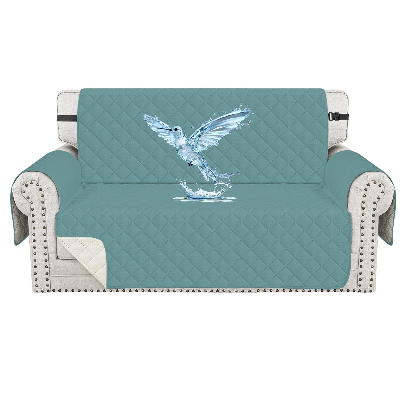 Housse universelle couvre canapé matelassé premium bleu clair