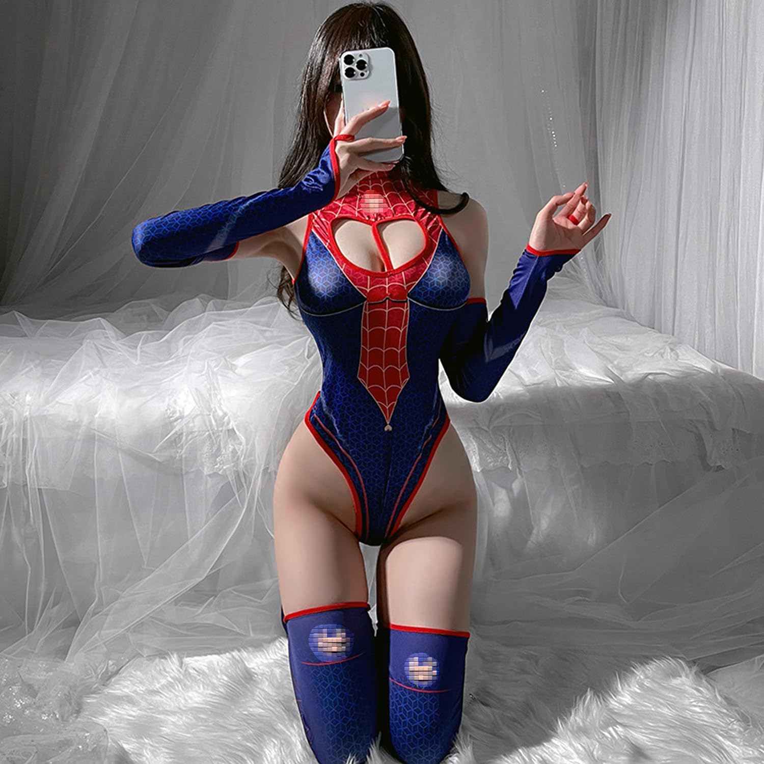 SINGUYUN Ensemble de lingerie moulant une pièce de super-héros pour femme