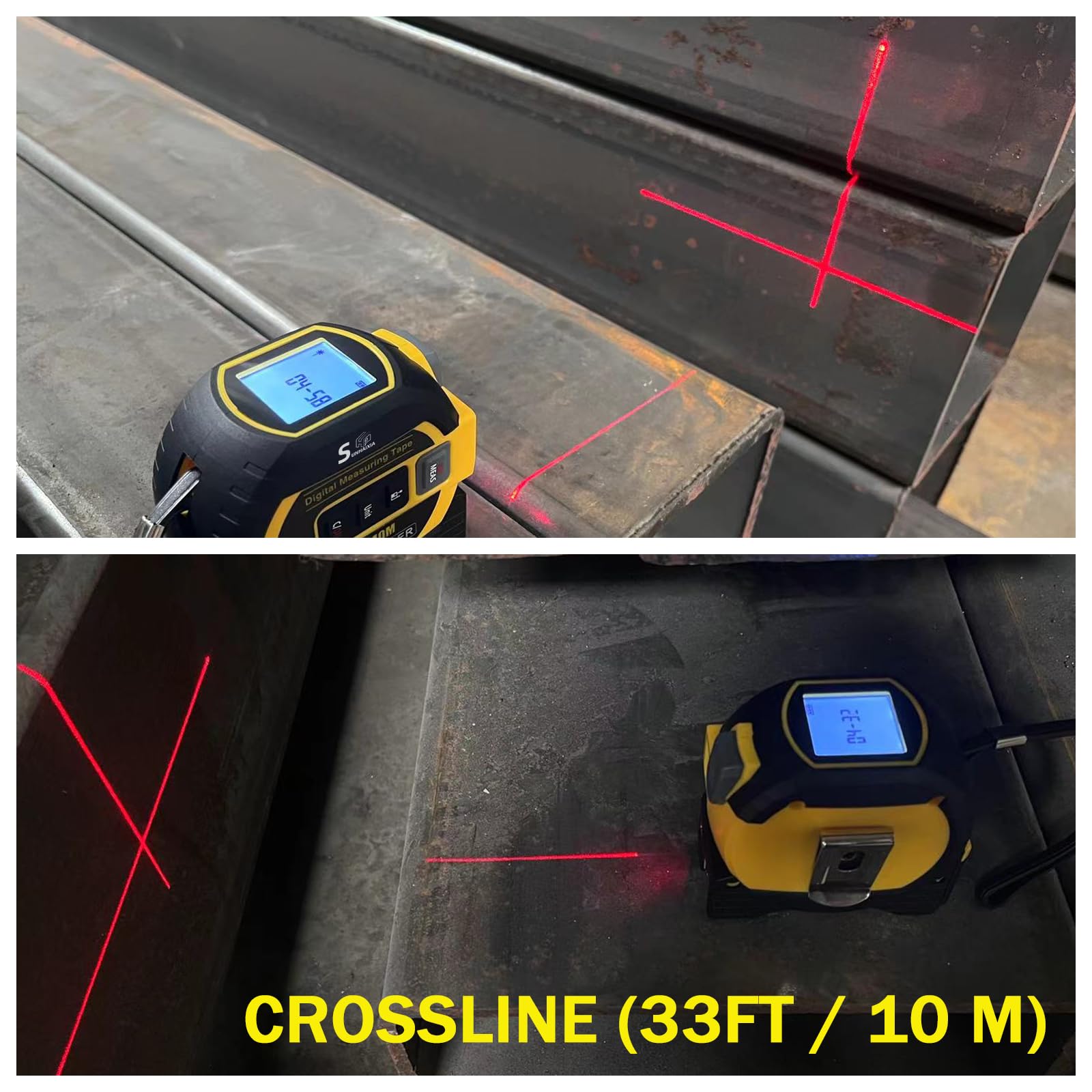 Fitdays Mètre Laser 3-en-1 avec Ligne Croisée | 40m Laser + 5m Ruban AutoBloc | Grand Écran LCD (m/ft/in) & Calculs Surface/Volume | Bricolage, BTP, Professionnels