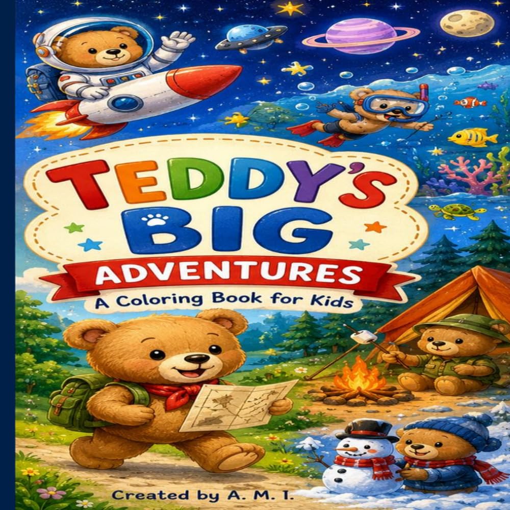 Teddy's Big Adventures: A Coloring Book for Kids