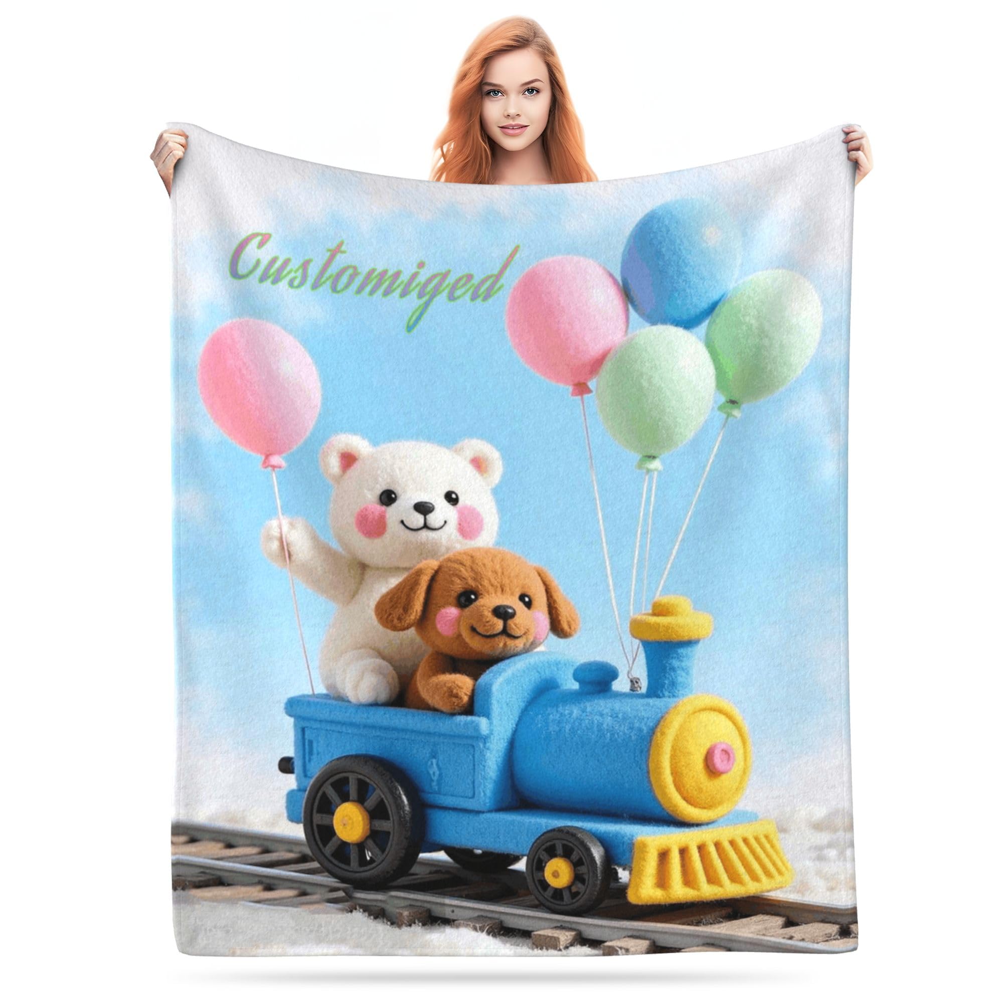 LMQJDZ Personalised Baby Blankets,Personalised Blanket for Kids Baby Adults Customised Name Blanket.Gifts for Baby Shower Birthday Easter Nursery Room Decor.