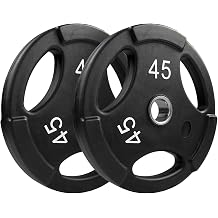 NEXO Commercial Urethane Grip 45lb Plate Pair - Olympic Standard 2 Inch, Premium Finish for Weight Training Fitness Home Gym or Commercial