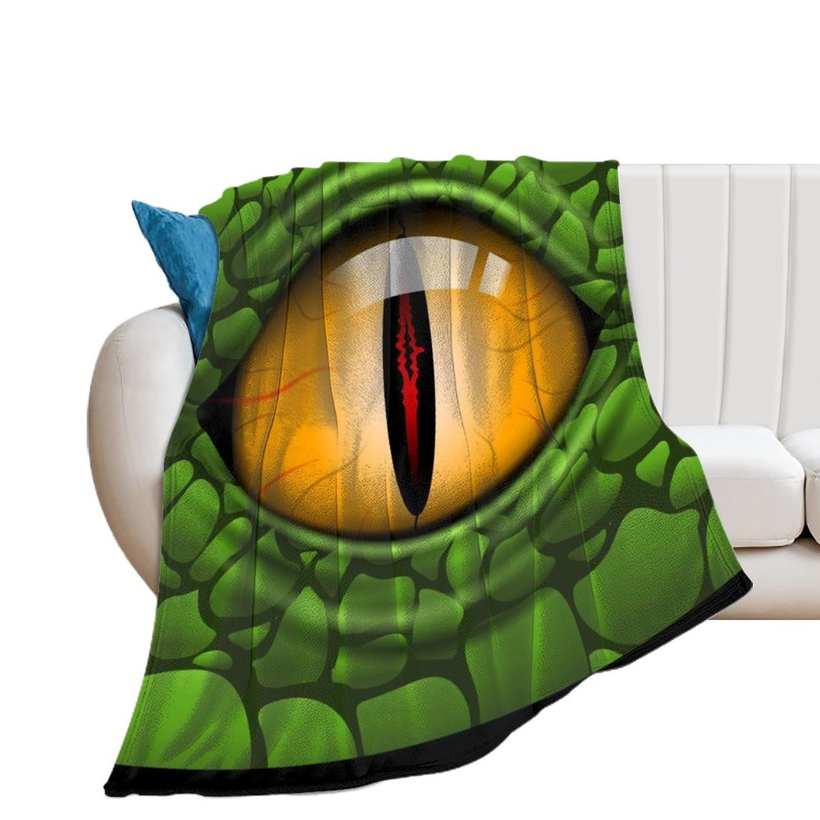 Couverture polaire yeux verts pour se réchauffer sur le lit ou le canapé
