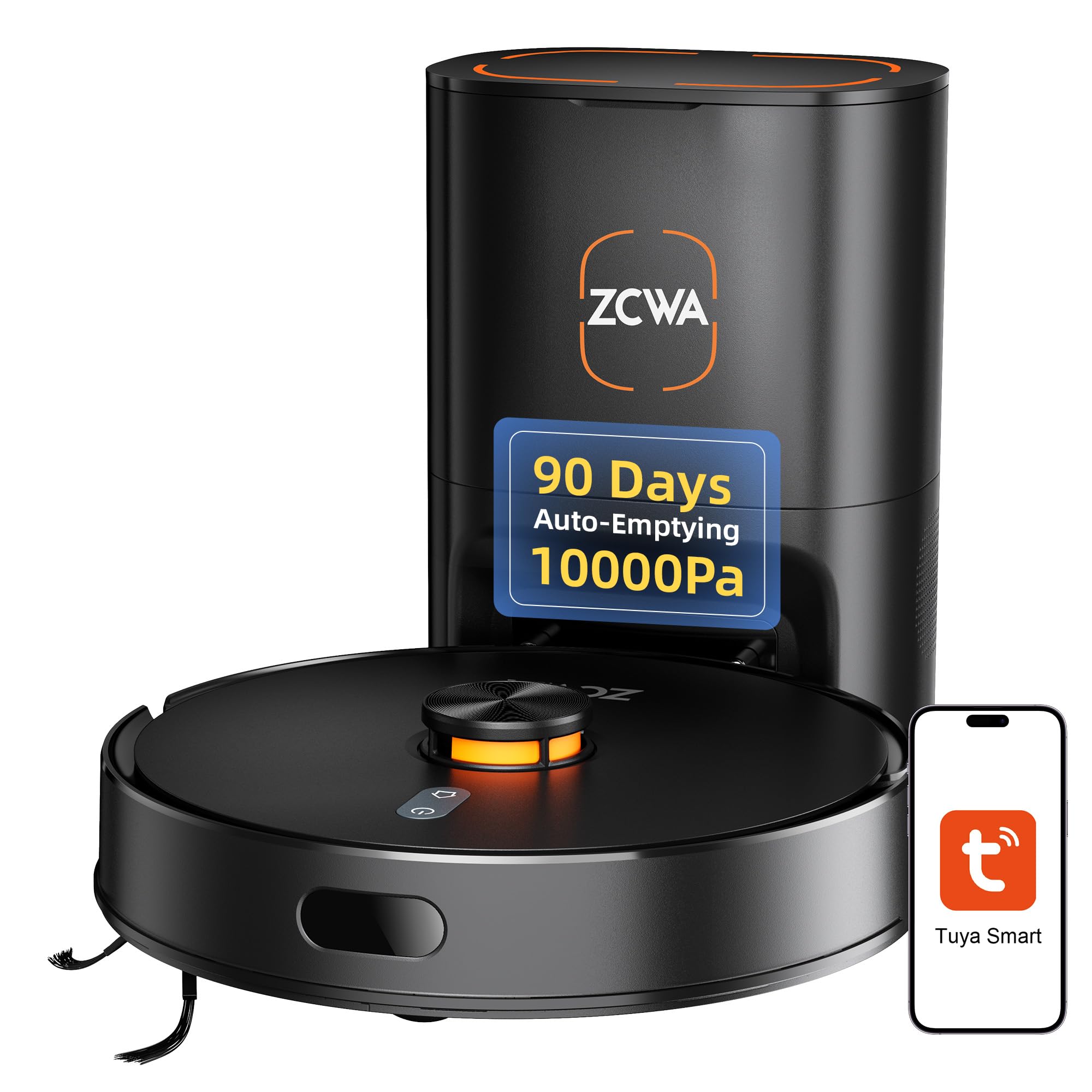Robot Vacuum and Mop Combo, 10000Pa Max Suction, Robotic Vacuum with LiDAR Navigation Smart Mapping, 90 Day Self-Emptying, 160 Min Runtime, 3.5L Dust Bin, Ideal for Hard Floor