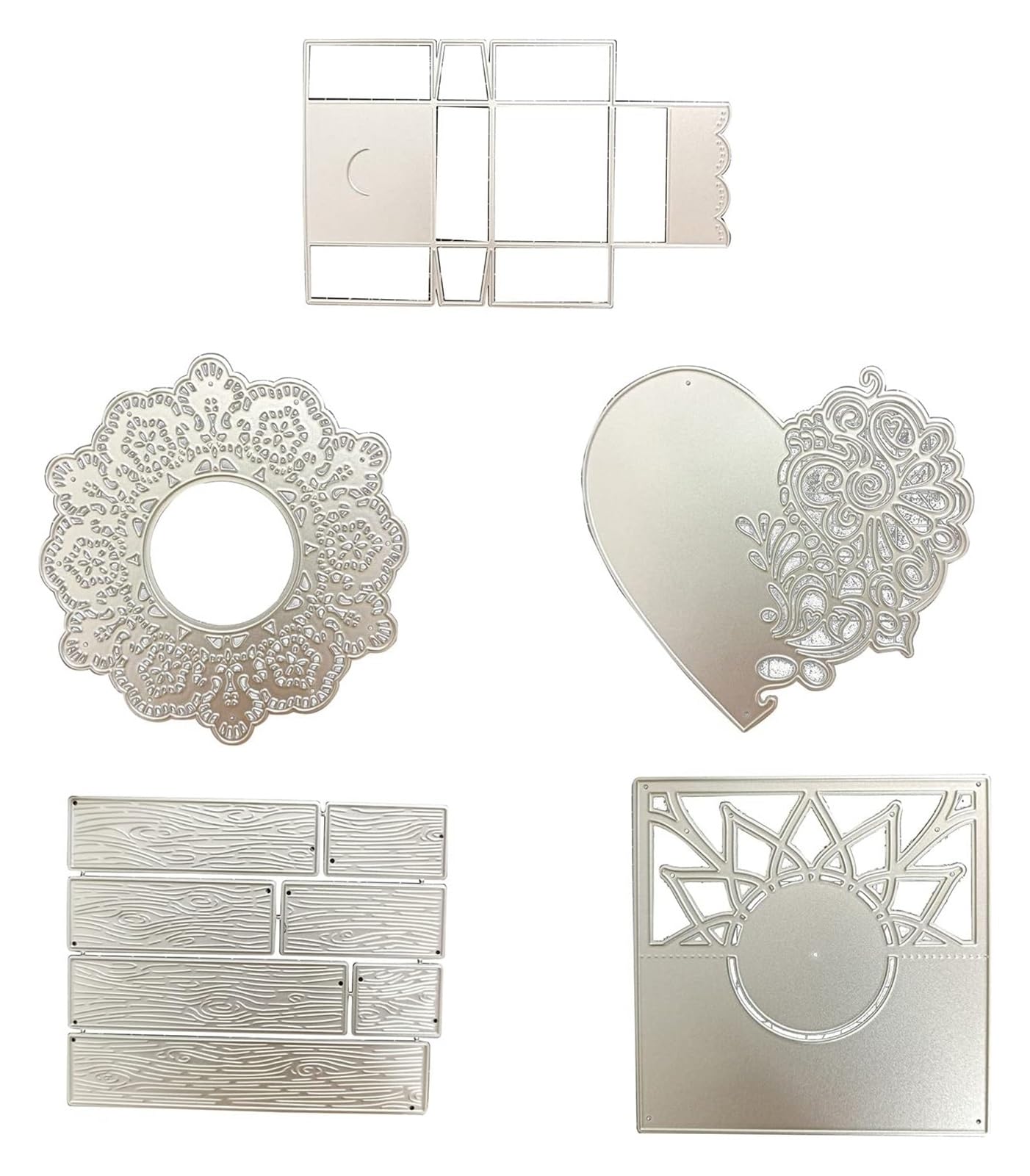 Fustella A Forma Di Cuore Scavato In Metallo Per Scrapbooking E Biglietti Fai Da Te – Argento, 8,2x7,6 Cm