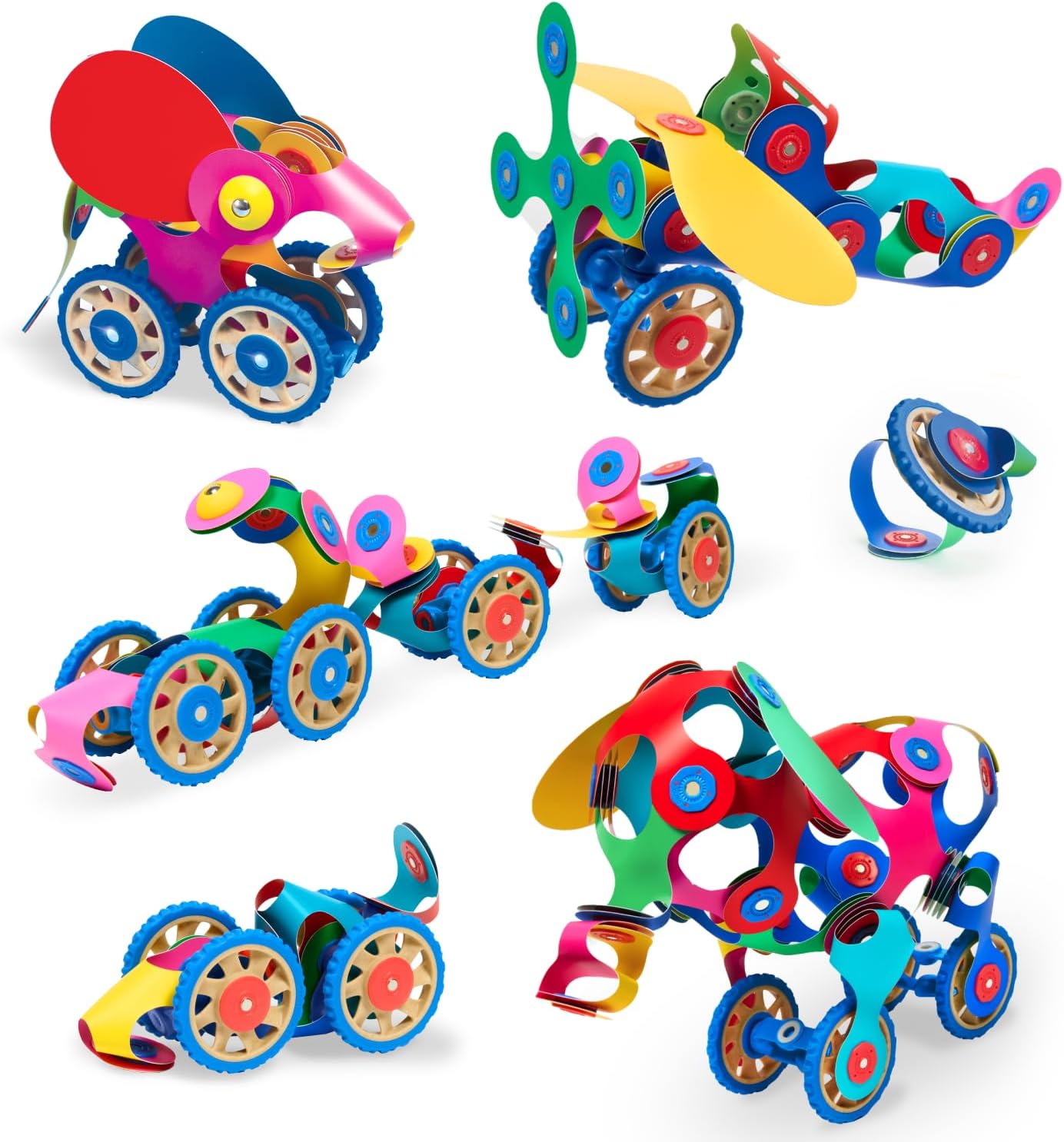 Clixo Wheel Creator Pack, 72 Pieces Pack - Construction Magnet Toy. Flexible, Creative-Boosting Magnetic Building Tiles. Educator-Approved Design for Hours of STEM Play. Multisensory Toy. Age 4-99.