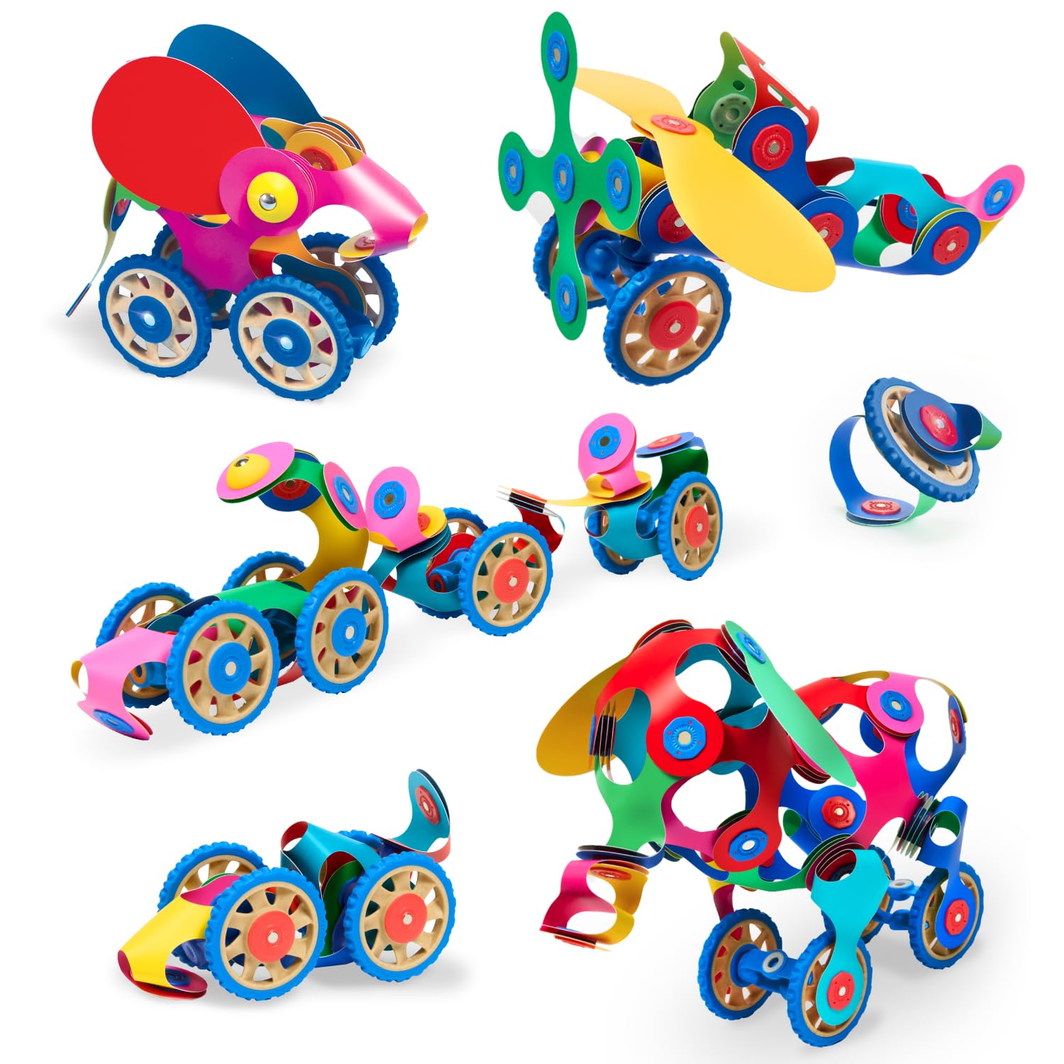 Clixo Wheel Creator Pack zestaw 72 sztuk – zabawka z magnesem budowlanym. Elastyczne, wspomagające kreatywność magnetyczne płytki budowlane. Zatwierdzony przez nauczyciela projekt do wielogodzinnej