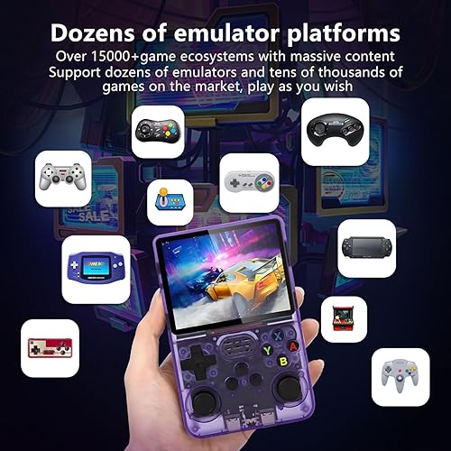 Miniatura 3 de Consola de juegos retro R36S Consola de juegos portátil con juegos precargados de 64 GB, función de guardadocarga, pantalla HD IPS de 3.5 pulgadas,