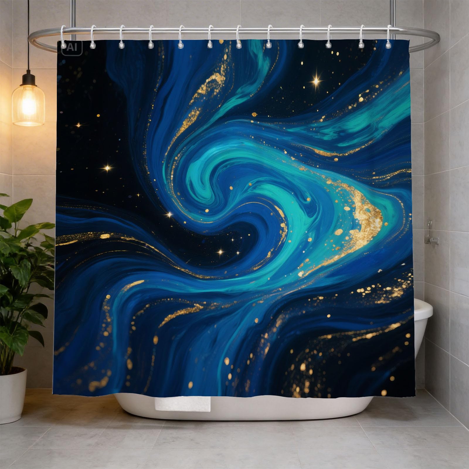 Hongduo 3D Marble Art Shower Curtain for Stalls Bathtubs Abstract Bathroom Decor Shower Curtain Set Polyester Fabric Waterproof 120x180cm/48X71 Inch with Hooks
