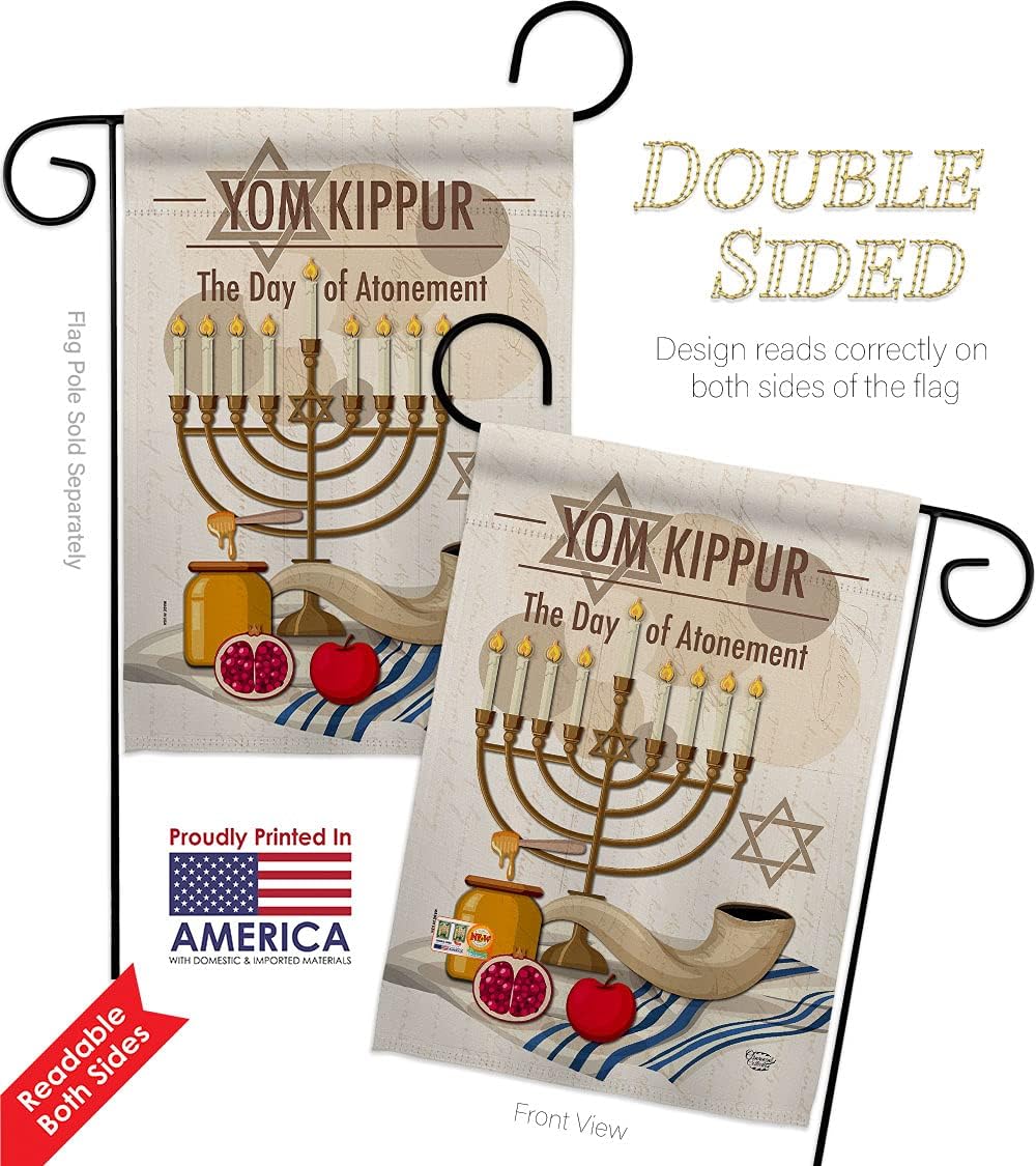 Yom Kippur Garden Flag Set Wall Hanger Religious The Day of Atonement in Judaism Repentance Prayer Small Decorative Gift Yard House Banner Double-Sided Made USA 13 X 18.5