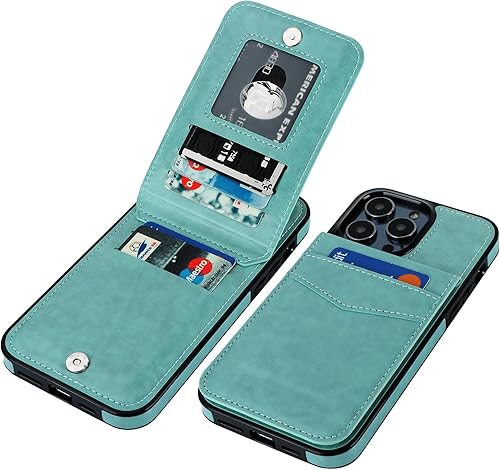 KIHUWEY Compatible con iPhone 14 Pro Max Funda Billetera con Tapa con Soporte para Tarjeta de Crédito, Cierre Magnético de Cuero Premium, Función