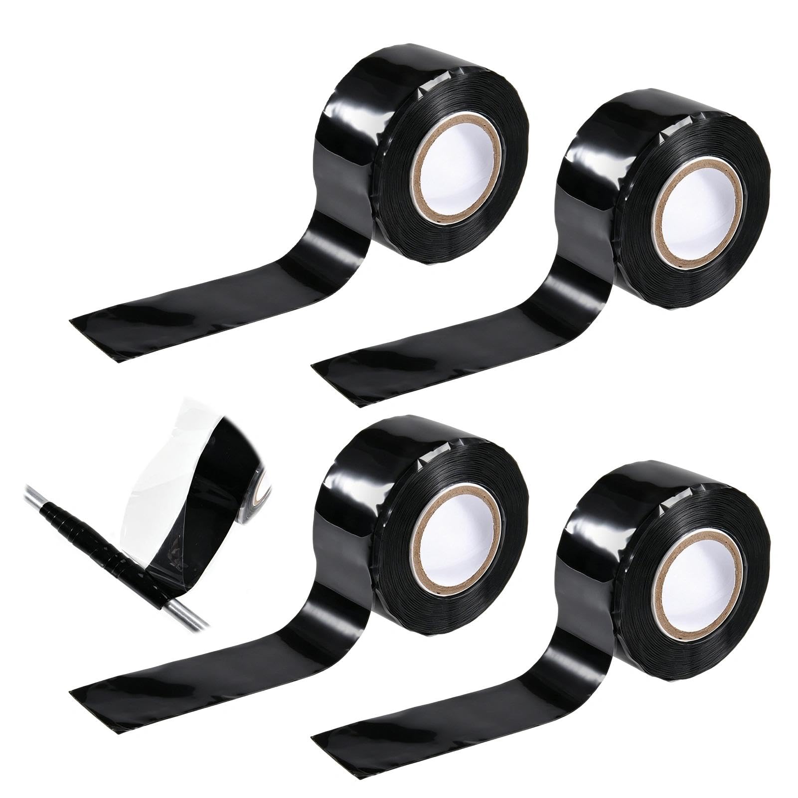 Cinta de silicona autofusible negro LEONTOOL pack de 4 rollos de 25mm x 3m 5