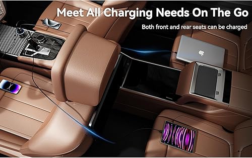 Miniatura 8 de Cargador de coche USB C, 4 puertos 78 W, adaptador de cargador de coche dual USB de carga rápida, adaptador de encendedor de cigarrillos con Negro