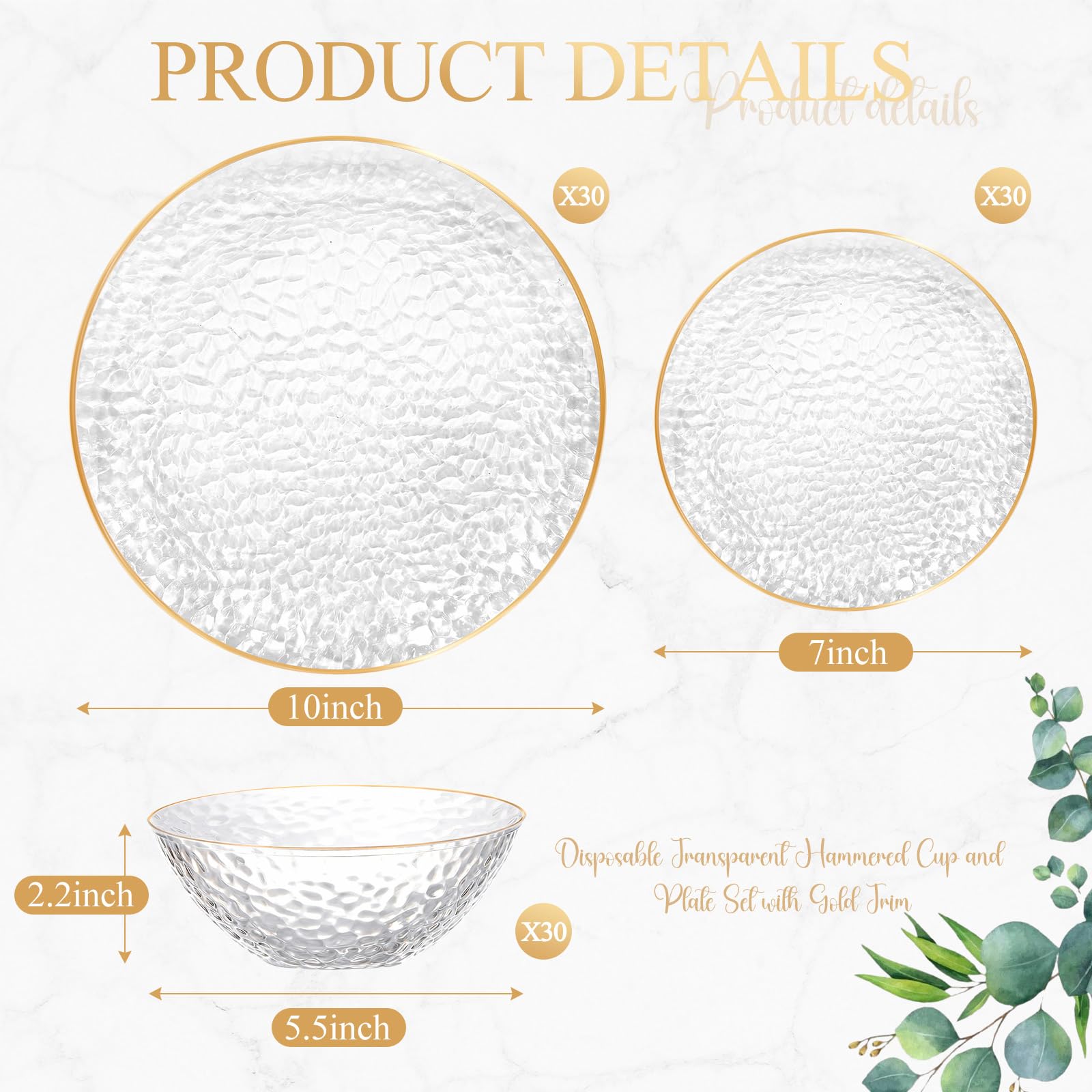 Havawish 90 Pcs Clear Plates & Bowls - 30 Guests -2