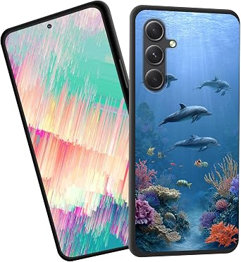 for Galaxy A55 5G Case,Slim Shockproof TPU Soft Rubber Silicone Cover Phone Case for Samsung Galaxy A55 5G,Underwater Dolphins