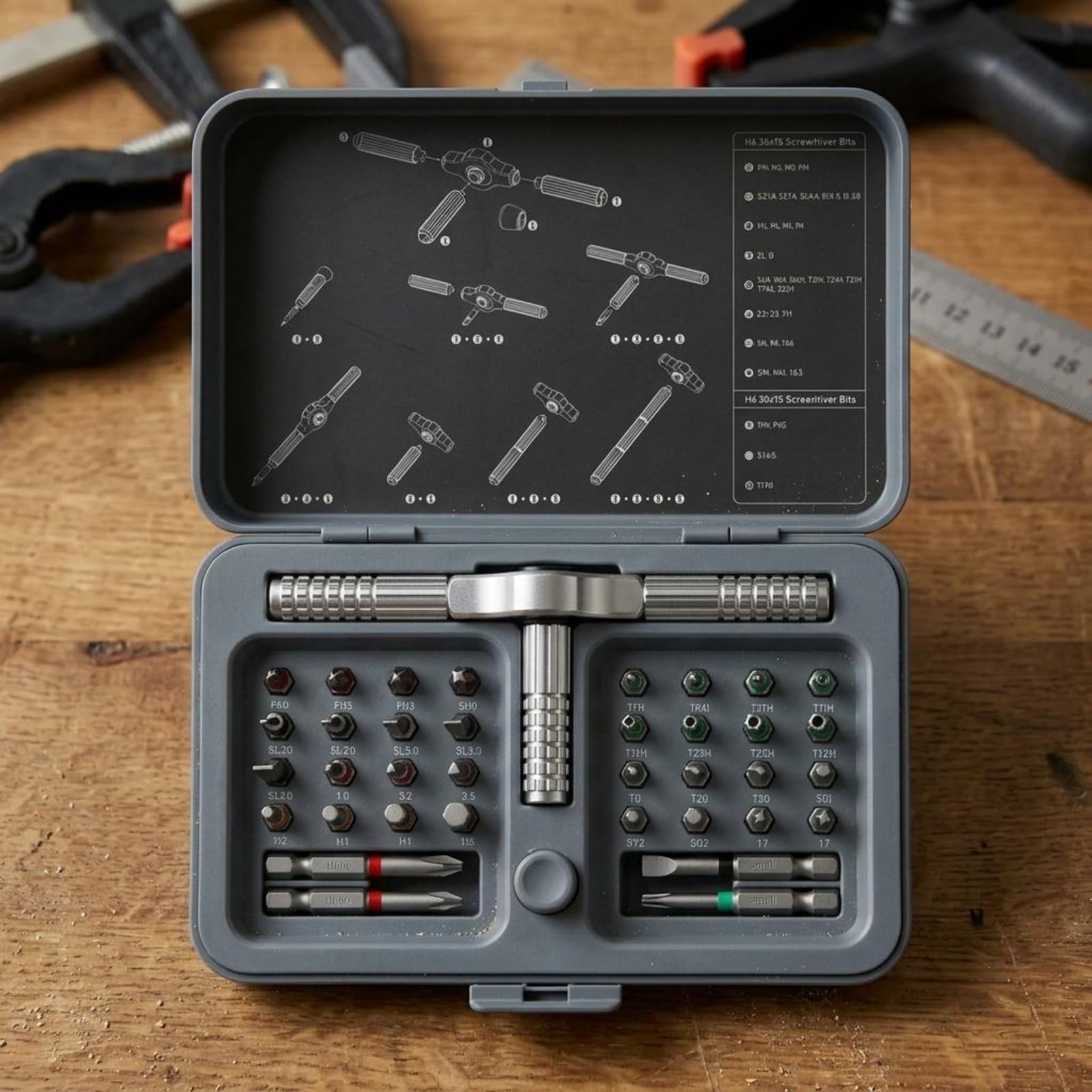Kit Cacciavite 42 in 1 Compatta Set Cacciavite a Cricchetto Antiscivolo Utensile Manuale