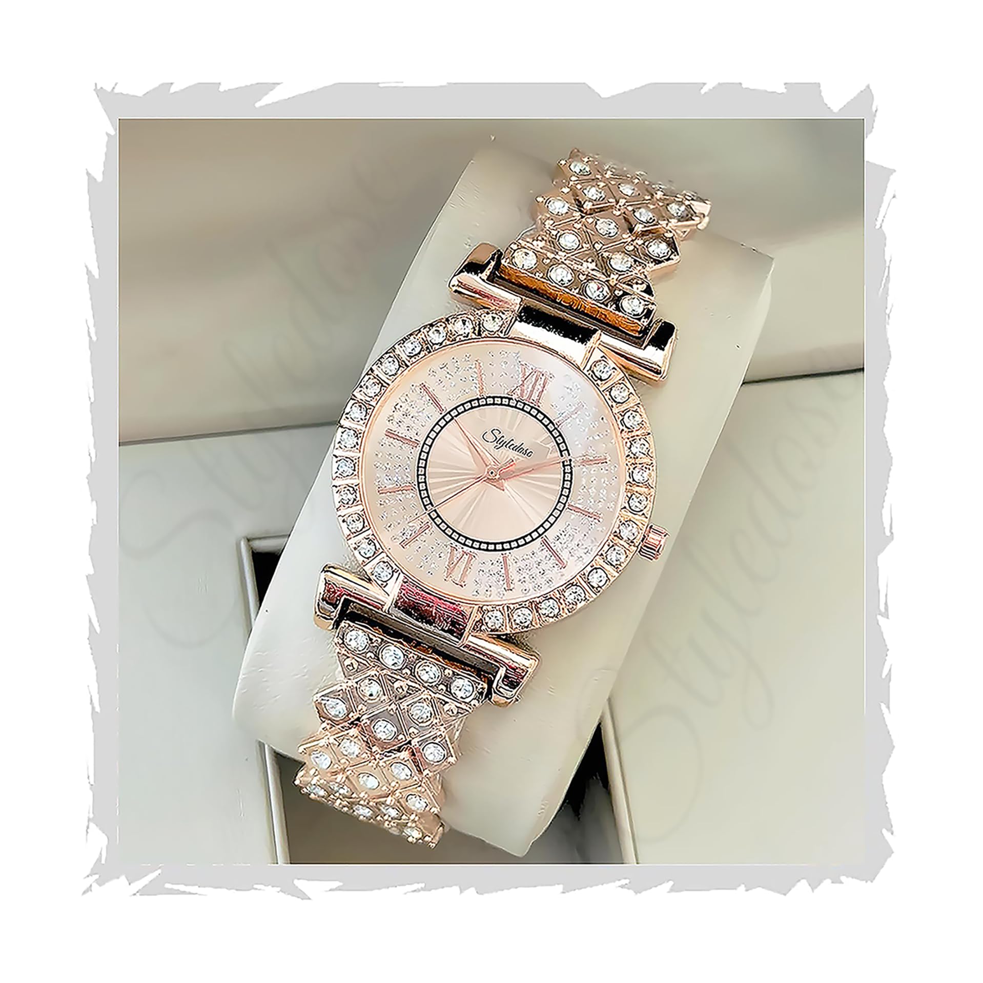STYLEDOSE Luxury Dial with Roman Marker in Diamond Studded Round case with brecelet Strap Stylish Quartz Analogue Wrist Watches for Womens & Girls&Miss&Ladies (Rose Gold) (B0DBVBZWTP) Amazon Price History, Amazon Price Tracker