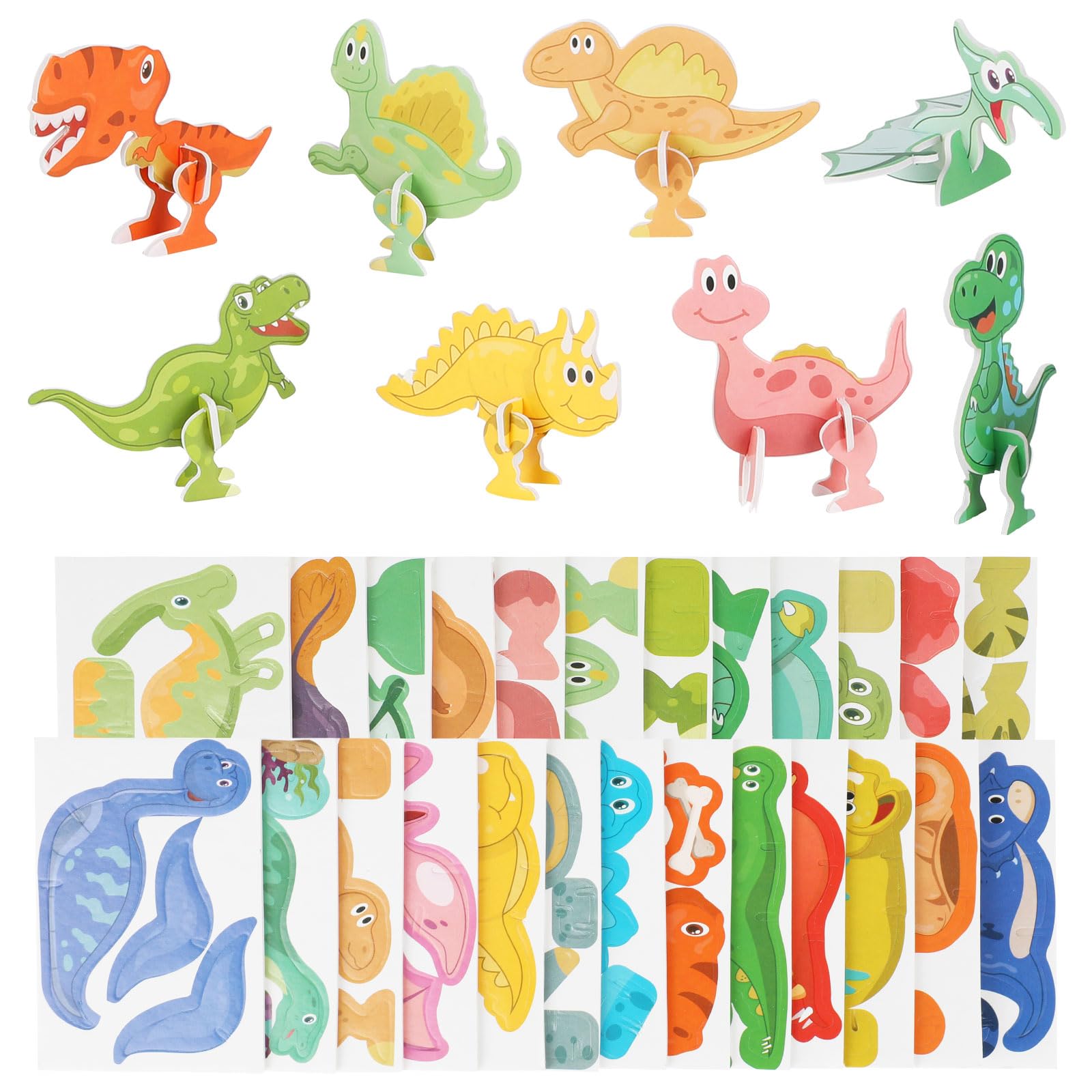 KIMOBER 25Pcs Educational 3D Cartoon Dinosaur Puzzle for Kids - DIY Animal Learning Jigsaw Toys