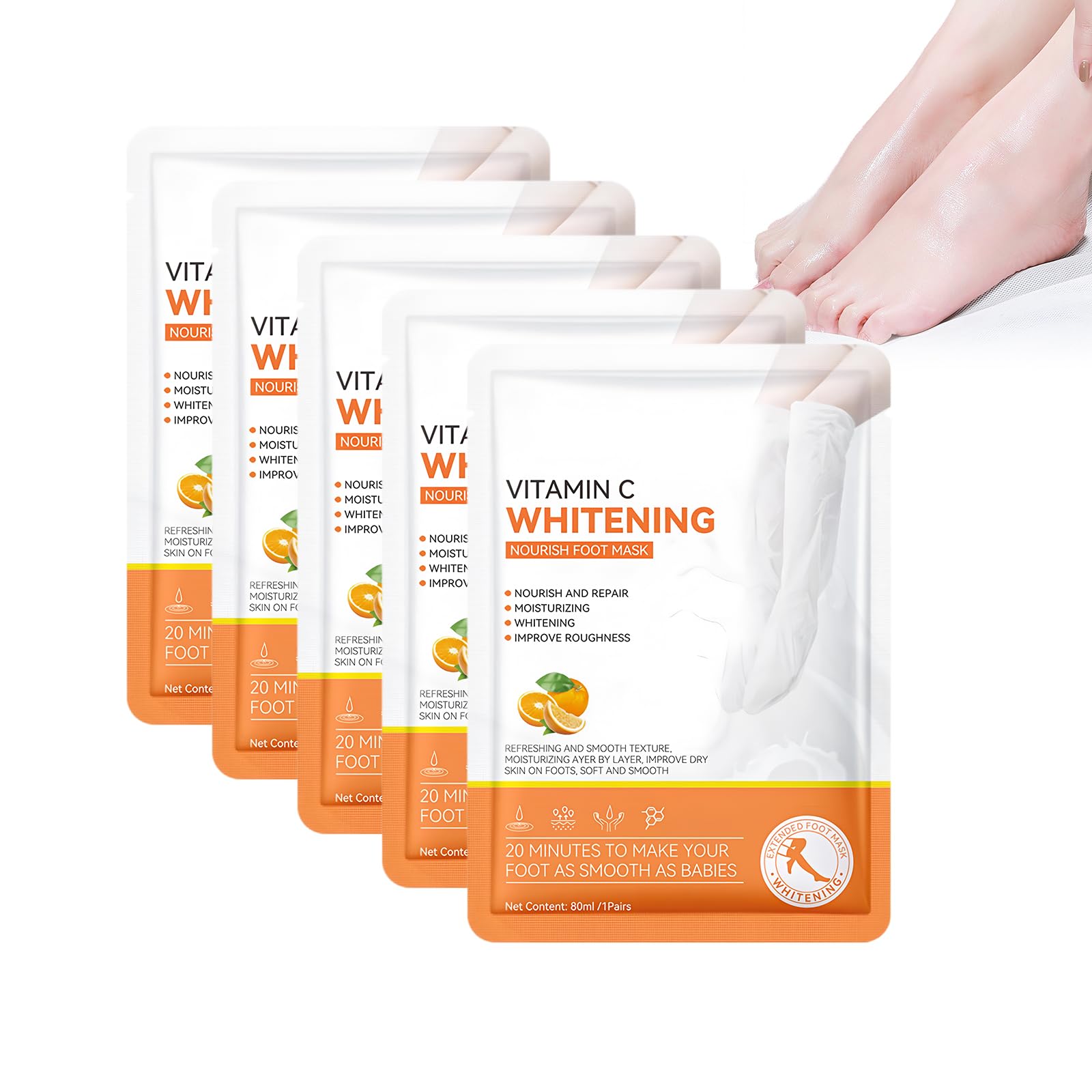Masque Pour Les Pieds Avec Vic 5 Paires, Masques Pour Les Pieds, Chaussettes Hydratantes Non Grasses, Contient Vic, Hydrate Et Hydrate Les Pieds, Hydratant Pour Les Pieds Pour Peaux Très Sèches