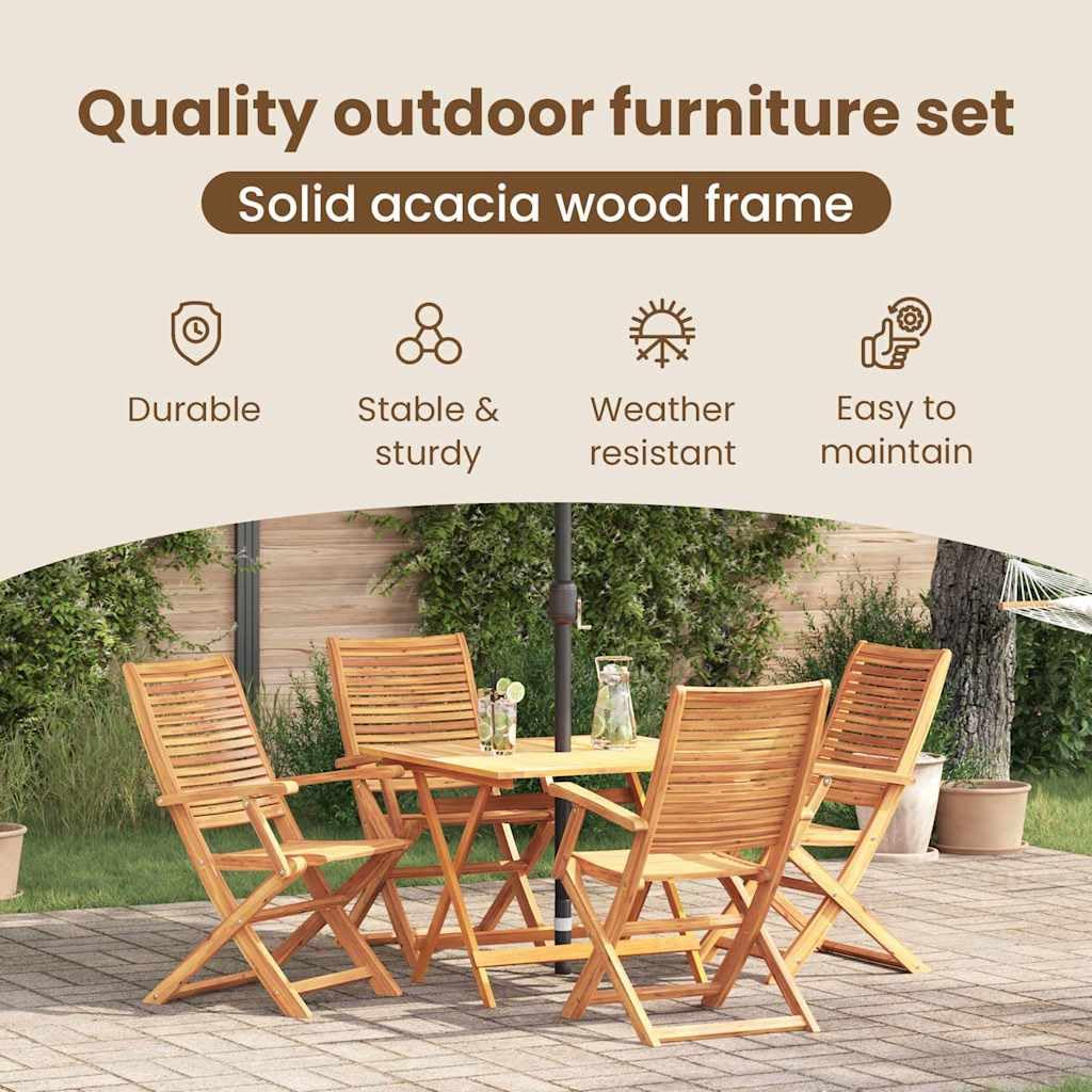 vidaXL Set da Pranzo per Giardino 5 pcs Marrone, Set da pranzo all'aperto, tavolo in acacia rustica, arredo giardino e terrazza, posti resistenti alle intemperie