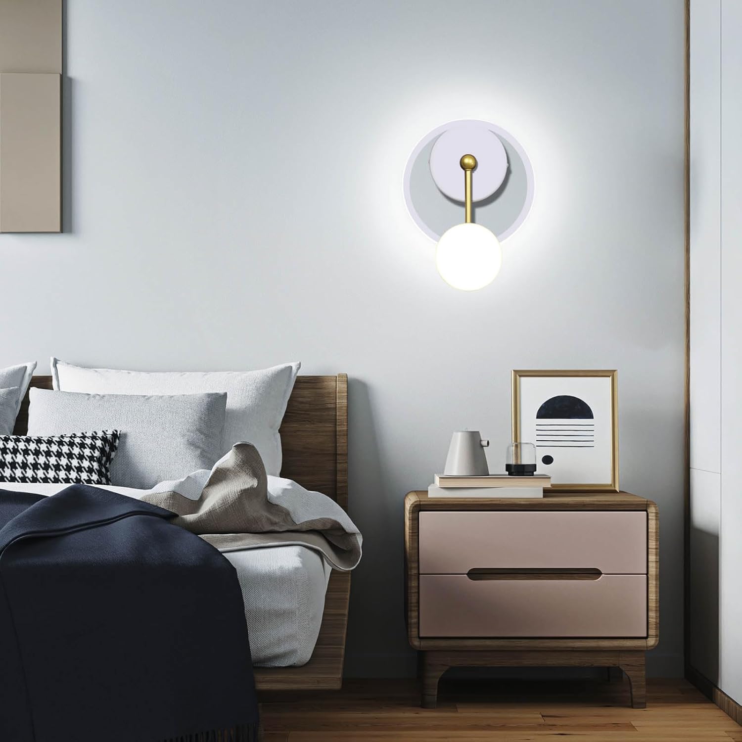 XEYOU 18W Modern Wall Sconce Lighting Indoor LED Creative Wall Light Fixture Clock Shape Decoration Wall Lamp for Living Room Bedroom Stair Corridor