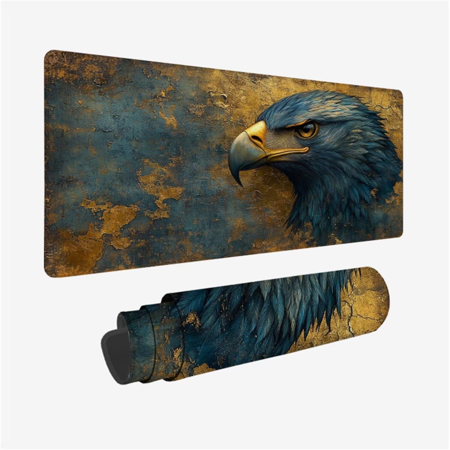 Podkładka pod mysz Eagle w stylu retro XXL 1500 x 800 x 3 mm pod ręką akcesoria do gier, podkładka pod mysz do klawiatury z przeszytymi krawędziami i antypoślizgowym tyłem, wysoka precyzja i szybkość