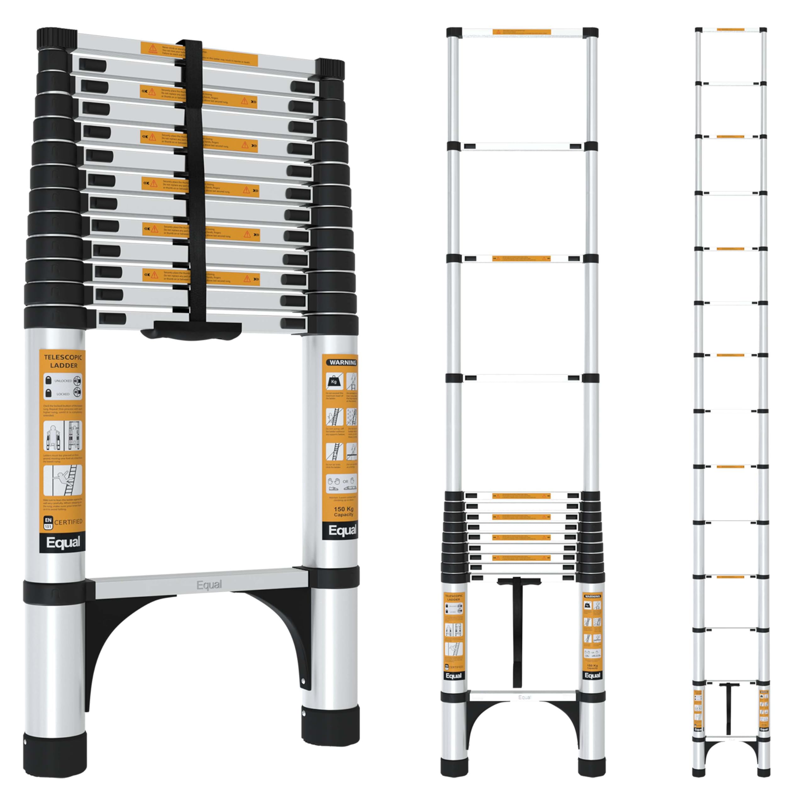 Equal 20.5 FT Portable & Compact Foldable Aluminium Telescopic Ladder | 2 Triangle Stabilizers | EN131 Certified | 2-Year Warranty | Heavy-Duty Ladder for Industrial & Commercial Use (6.2m / 15 Steps) — Amazon image 17