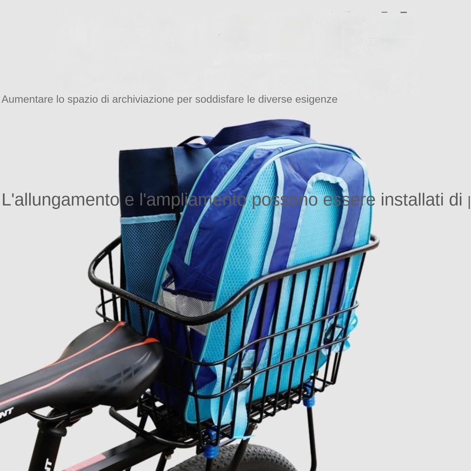 Cestino per Bicicletta Posteriore, Portapacchi per Biciclette, Grande Capacità, Distribuzione della Griglia, Durevole