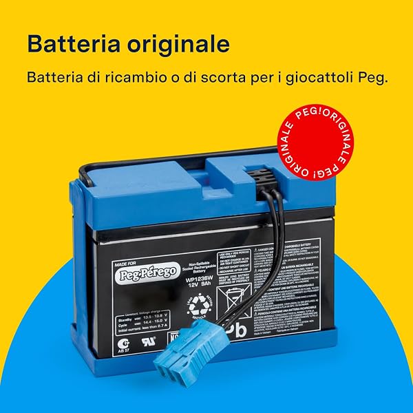 PEG Batterie 12V/8Ah - Pièce de Rechange Originale Rechargeable pour Véhicules Électriques Peg Perego - 4