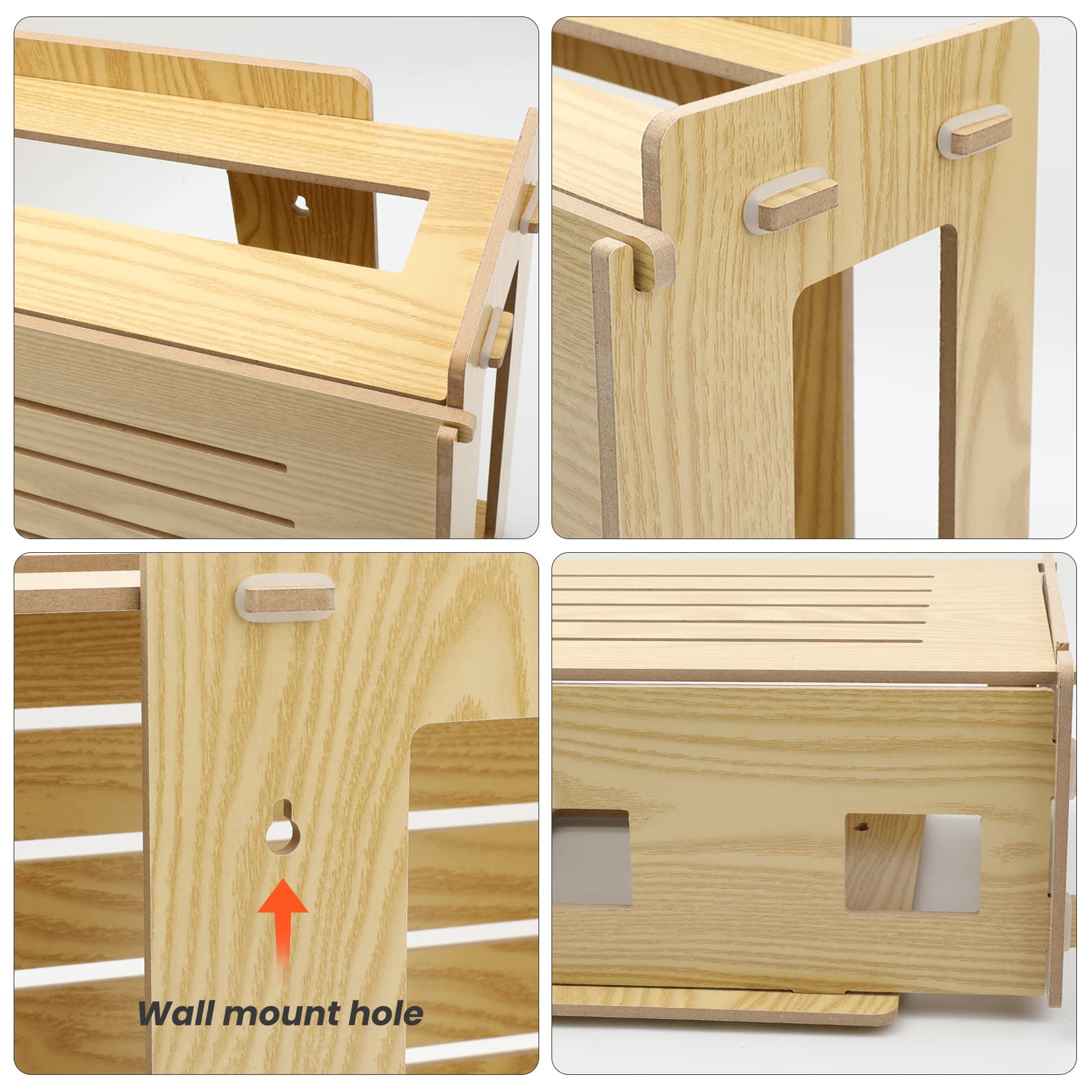 Estante para módem WiFi, cubierta de caja de almacenamiento, regleta de alimentación, organizador de cables, organizador de ocultación, densidad de tablero de fibra, necesita ensamblaje, MDF 5