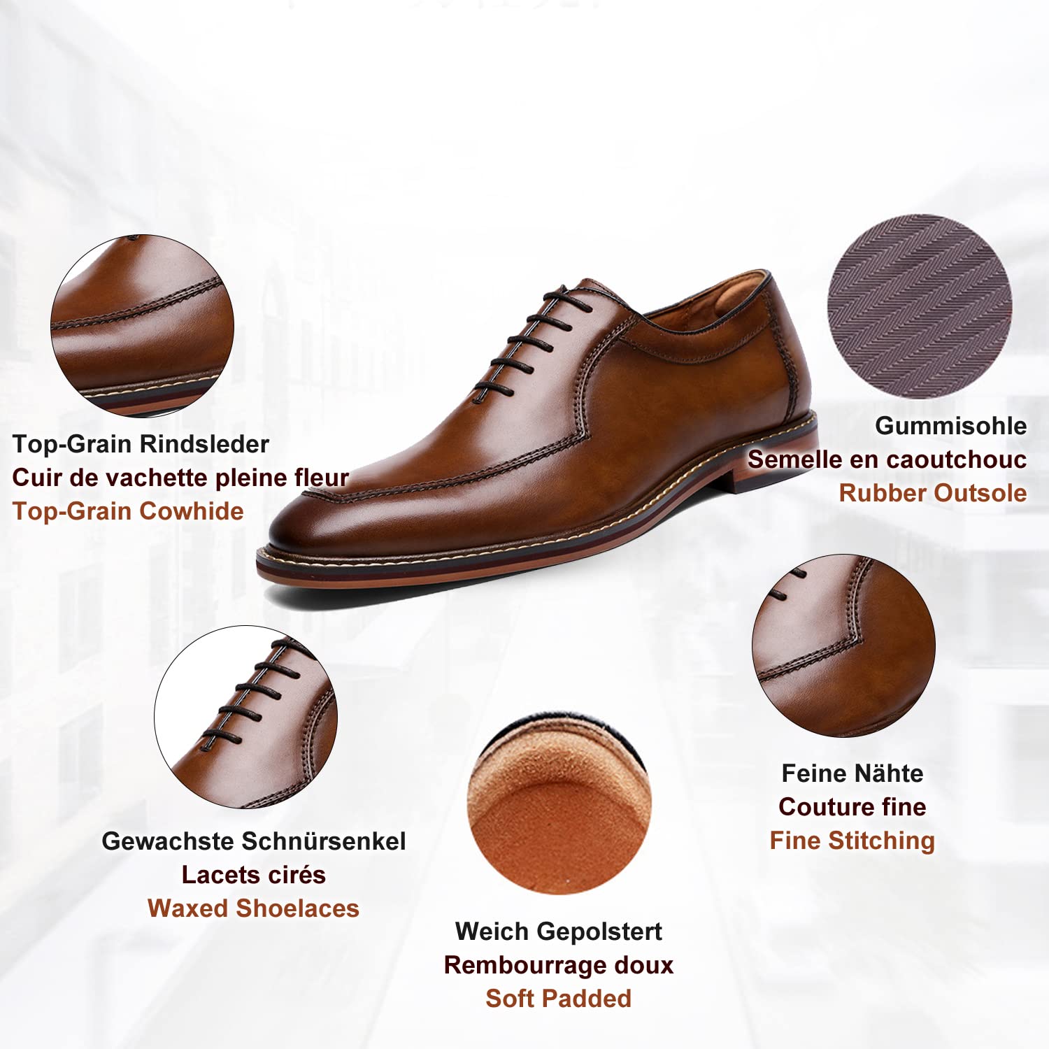 DESAI Homme Chaussures à Lacets en Cuir Derby Mariage Oxford Business Brogues