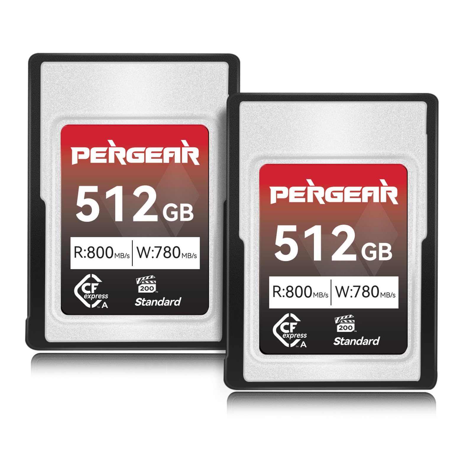 Pergear 512GB Scheda di Memoria CFexpress Tipo A, Fino a 800 MB/s di Velocità di Lettura e 780 MB/s di Velocità di Scrittura Per 4K 120P, 8K 30P(Confezione da 2), Compatibile con fotocamere Sony Alpha